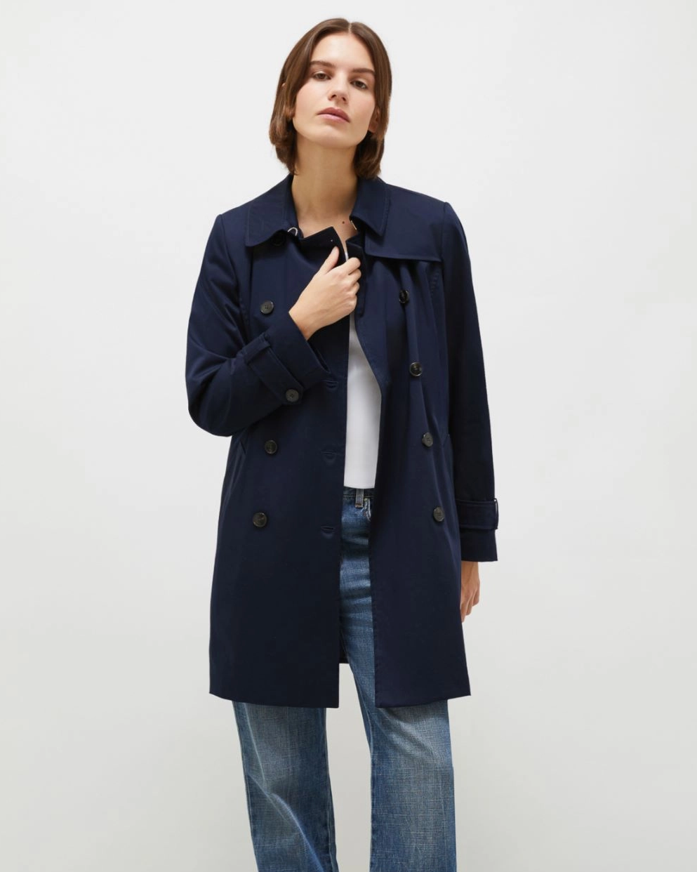 Trench in raso stretch Roseto