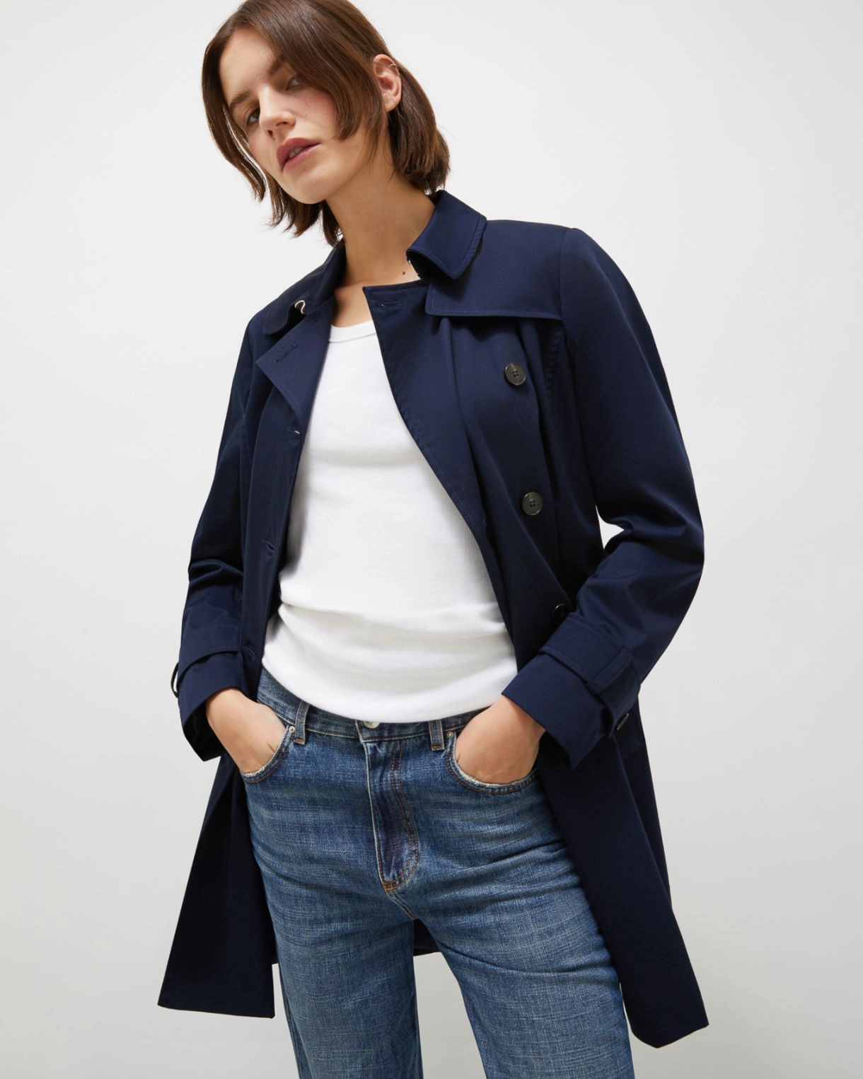 Trench in raso stretch Roseto