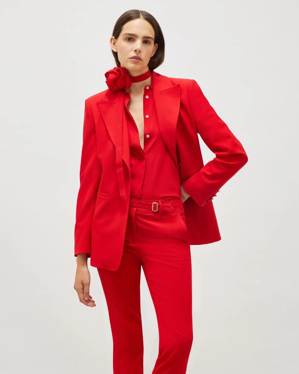 Camicia in crêpe con cintura a fiore Inaco