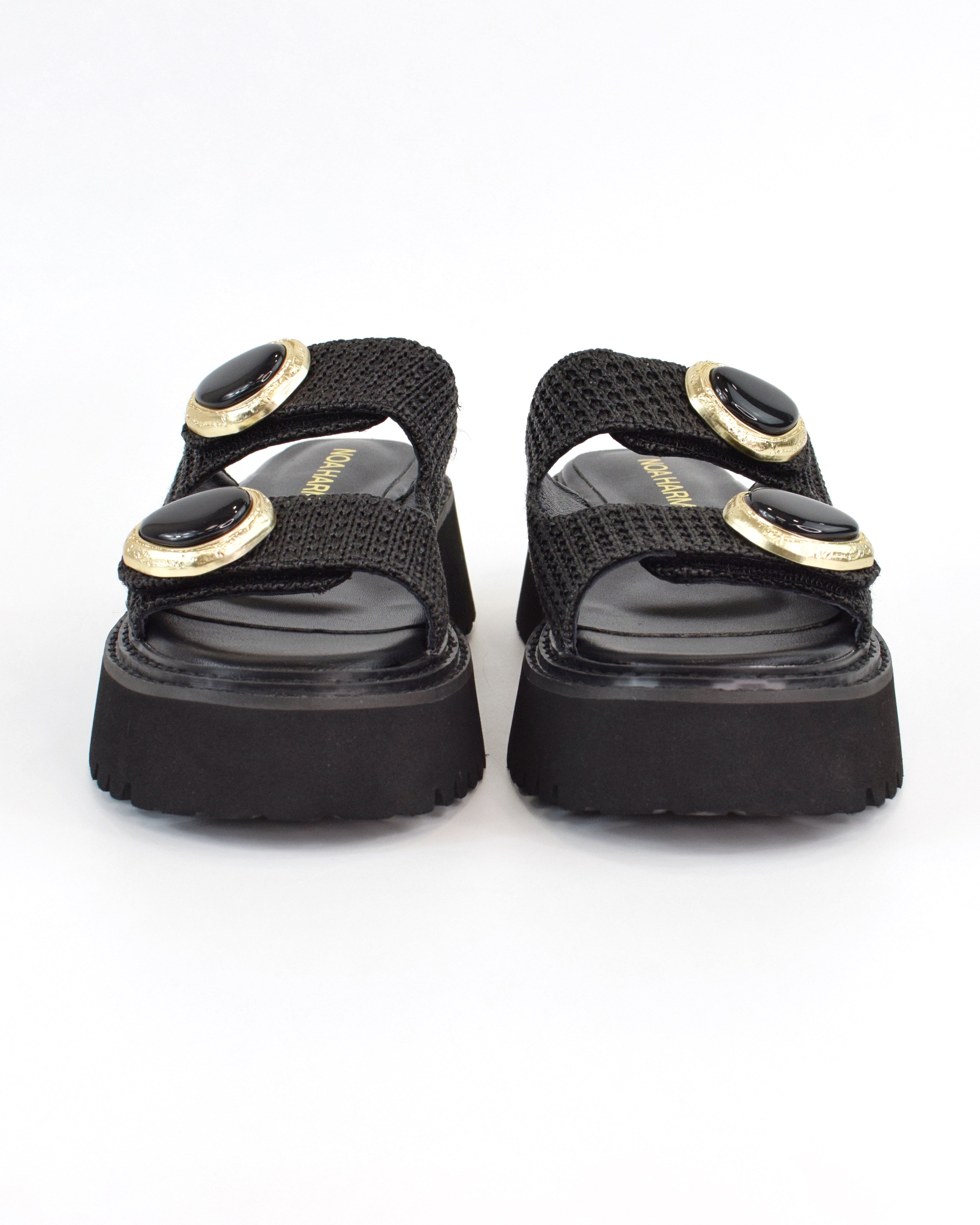 Sandalo flat con doppia fibbia gioiello