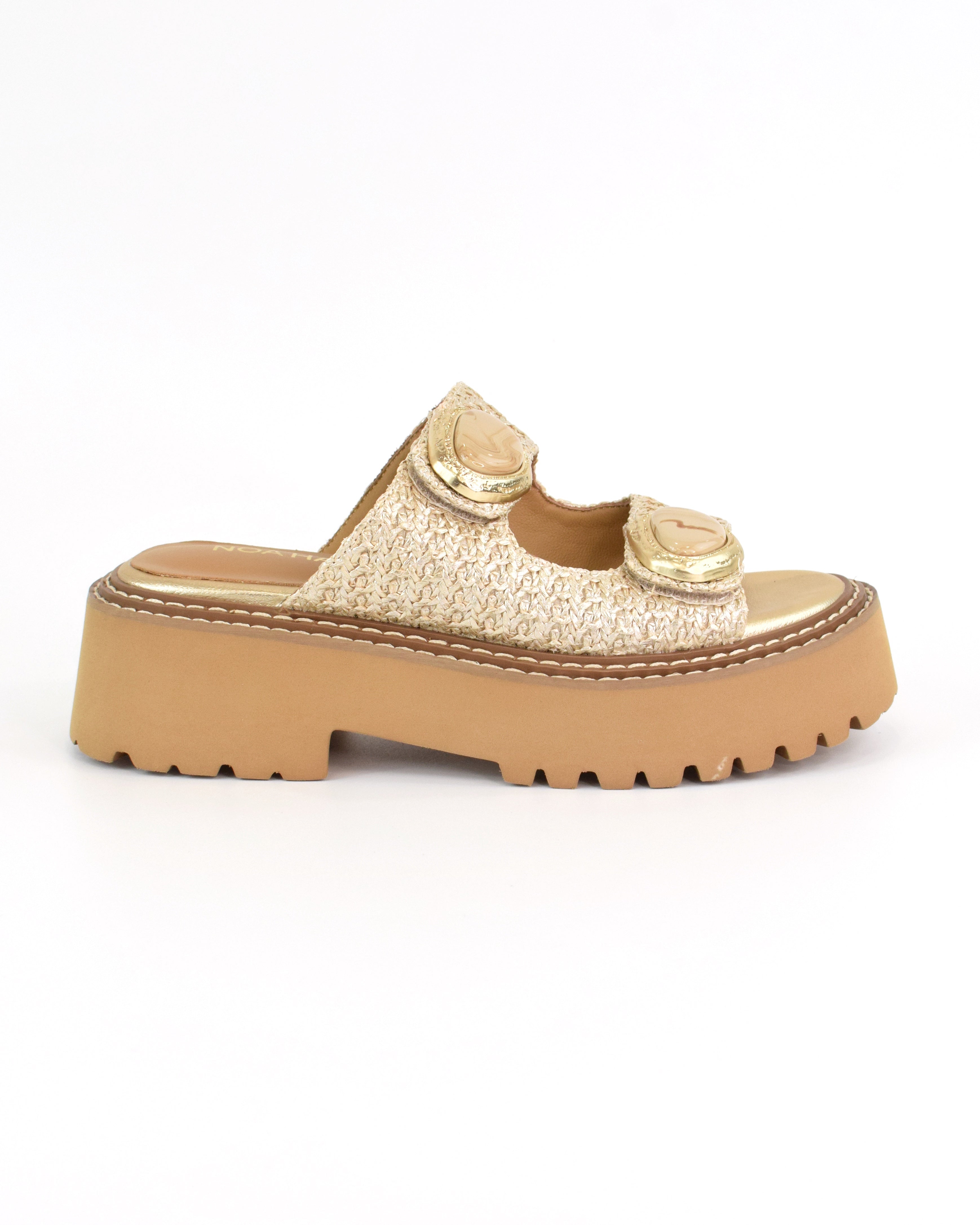 Sandalo flat con doppia fibbia gioiello