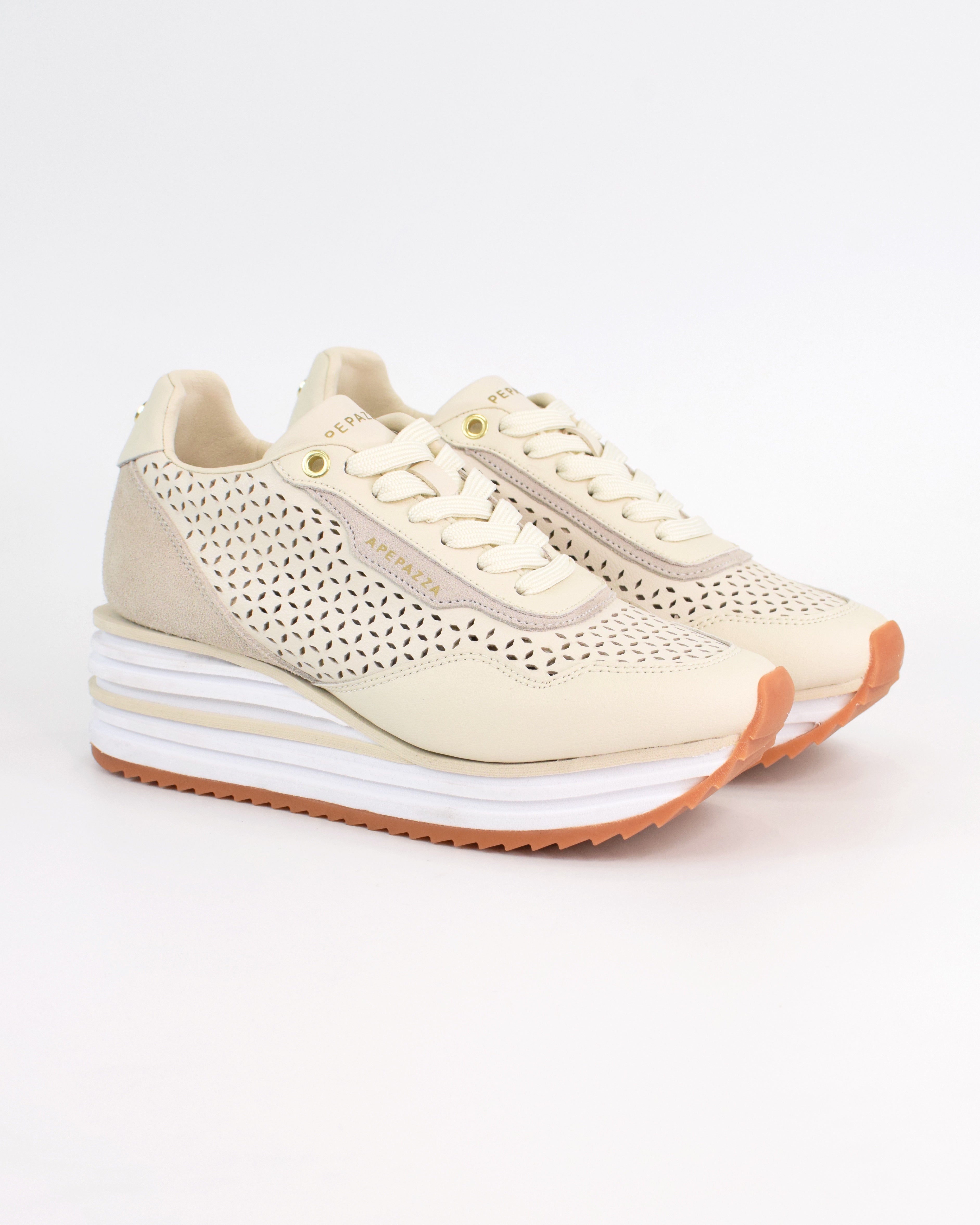 Sneaker in pelle con zeppa e platform Linda