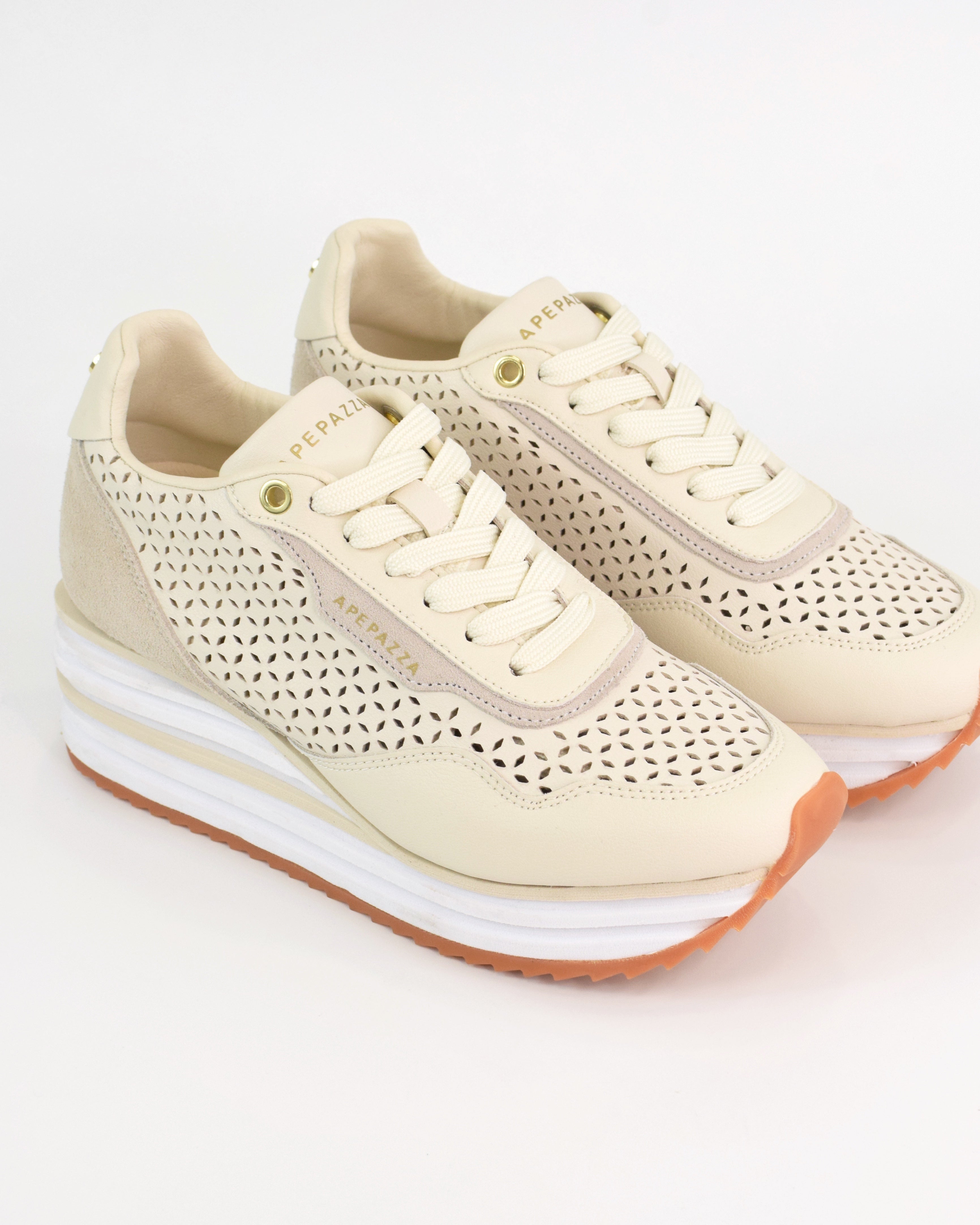 Sneaker in pelle con zeppa e platform Linda