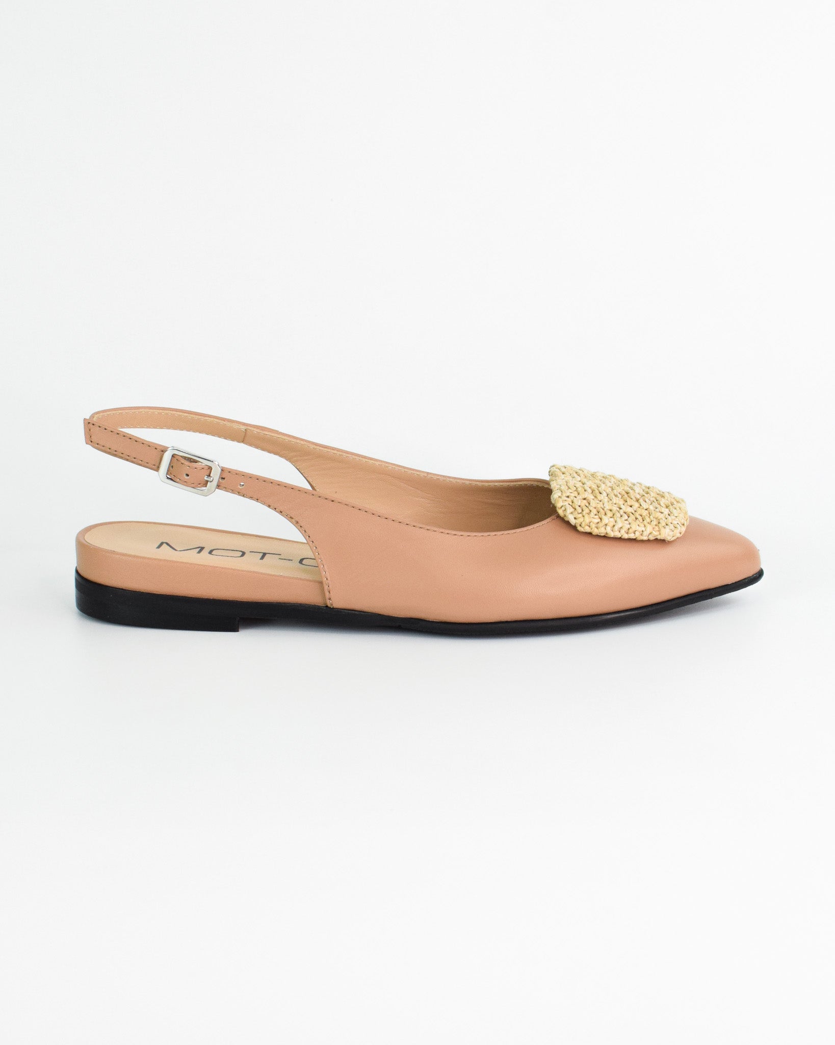 Ballerina slingback con applicazione in rafia