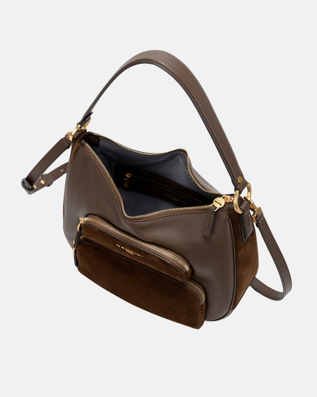 Borsa a spalla in pelle e suede Cynthia