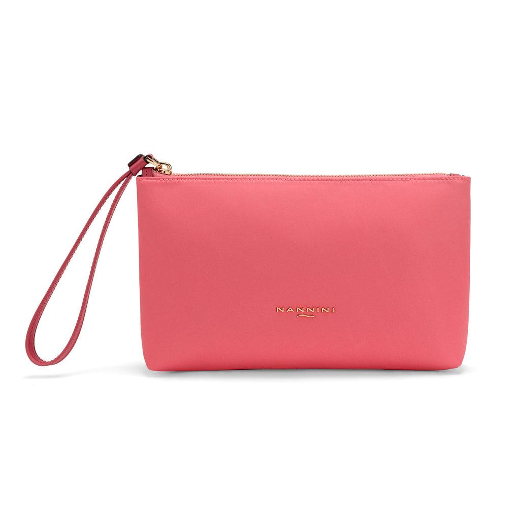 Pochette in nylon e pelle grande Sara