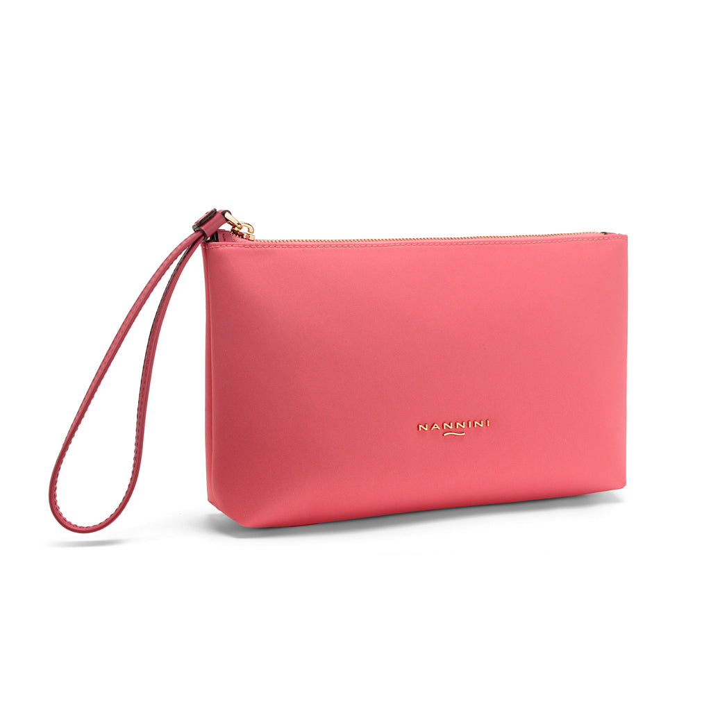 Pochette in nylon e pelle grande Sara