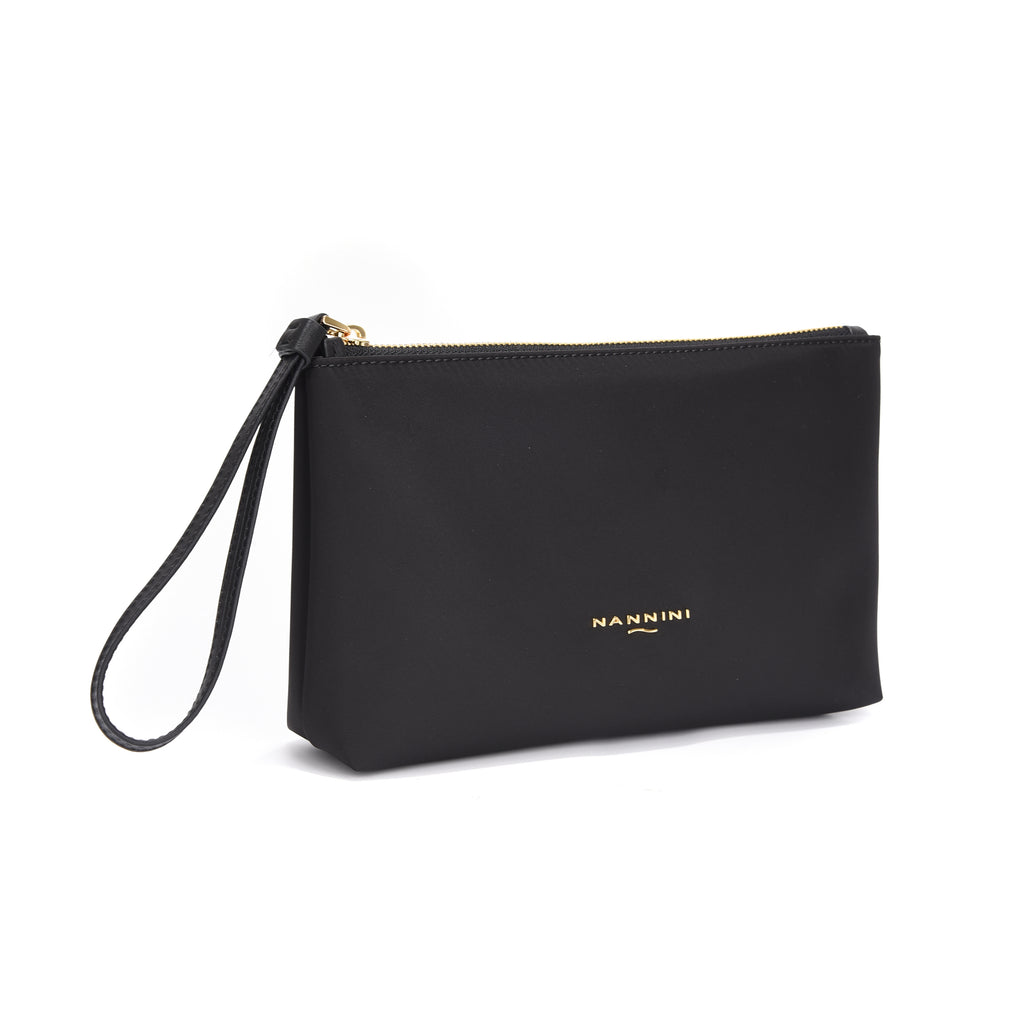 Pochette in nylon e pelle grande Sara