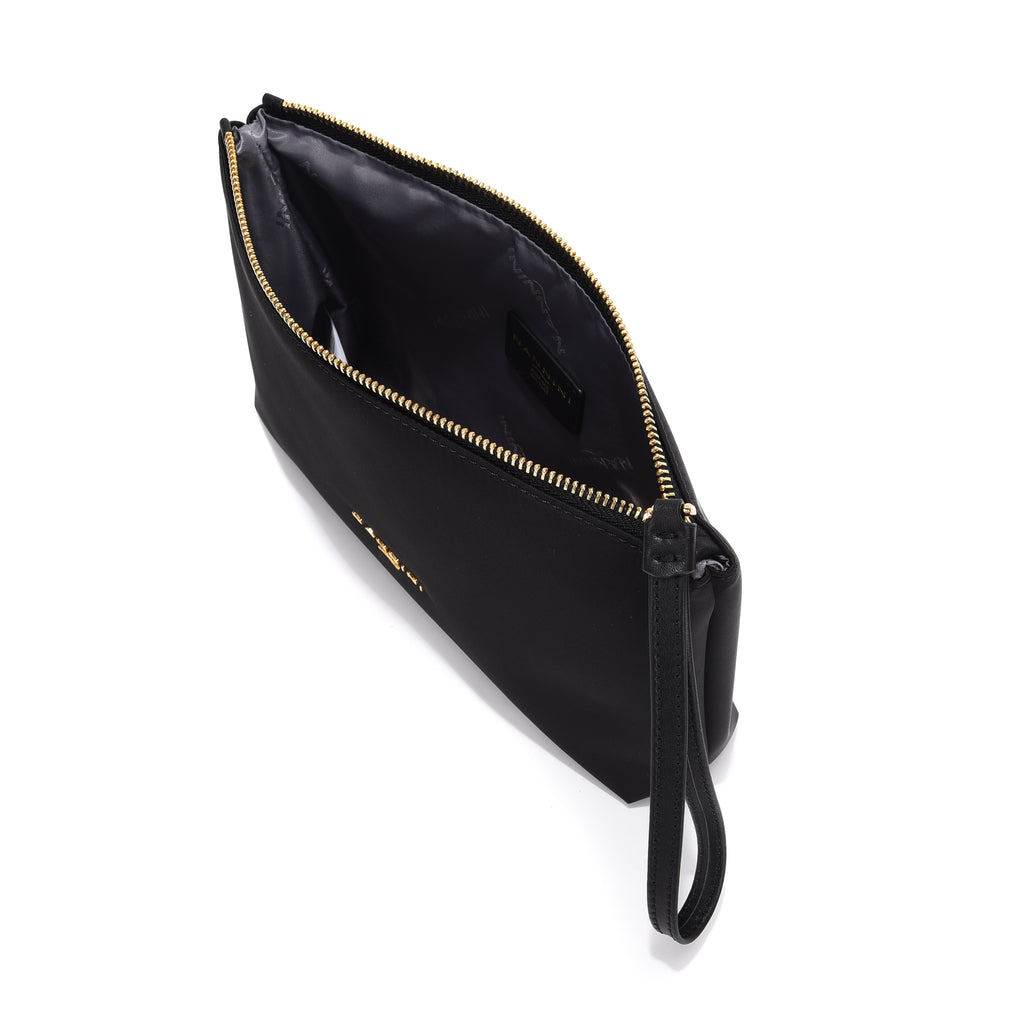 Pochette in nylon e pelle grande Sara