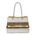 Borsa a spalla in cocco e rafia grande Flip