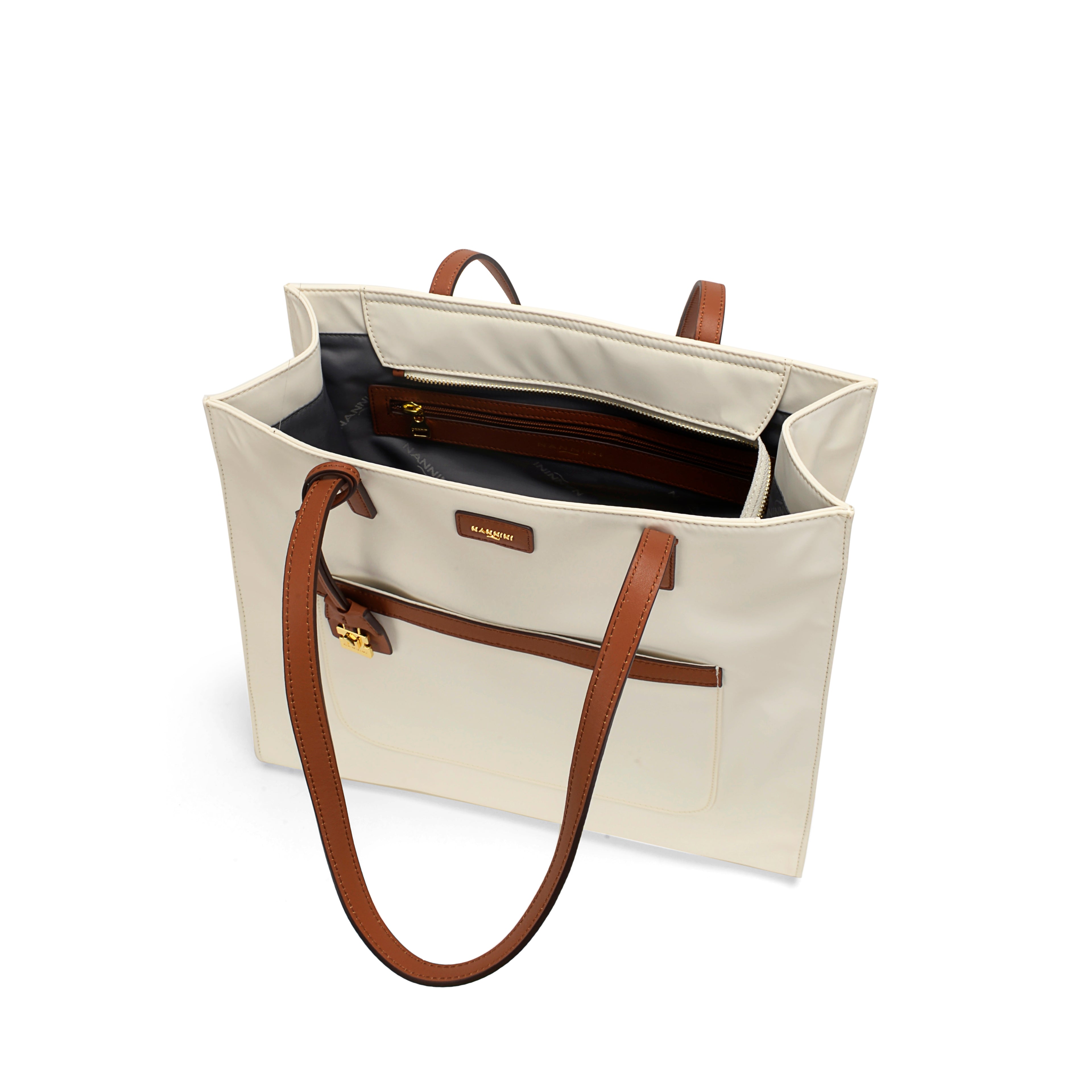 Borsa a spalla in nylon e pelle piccola Carla