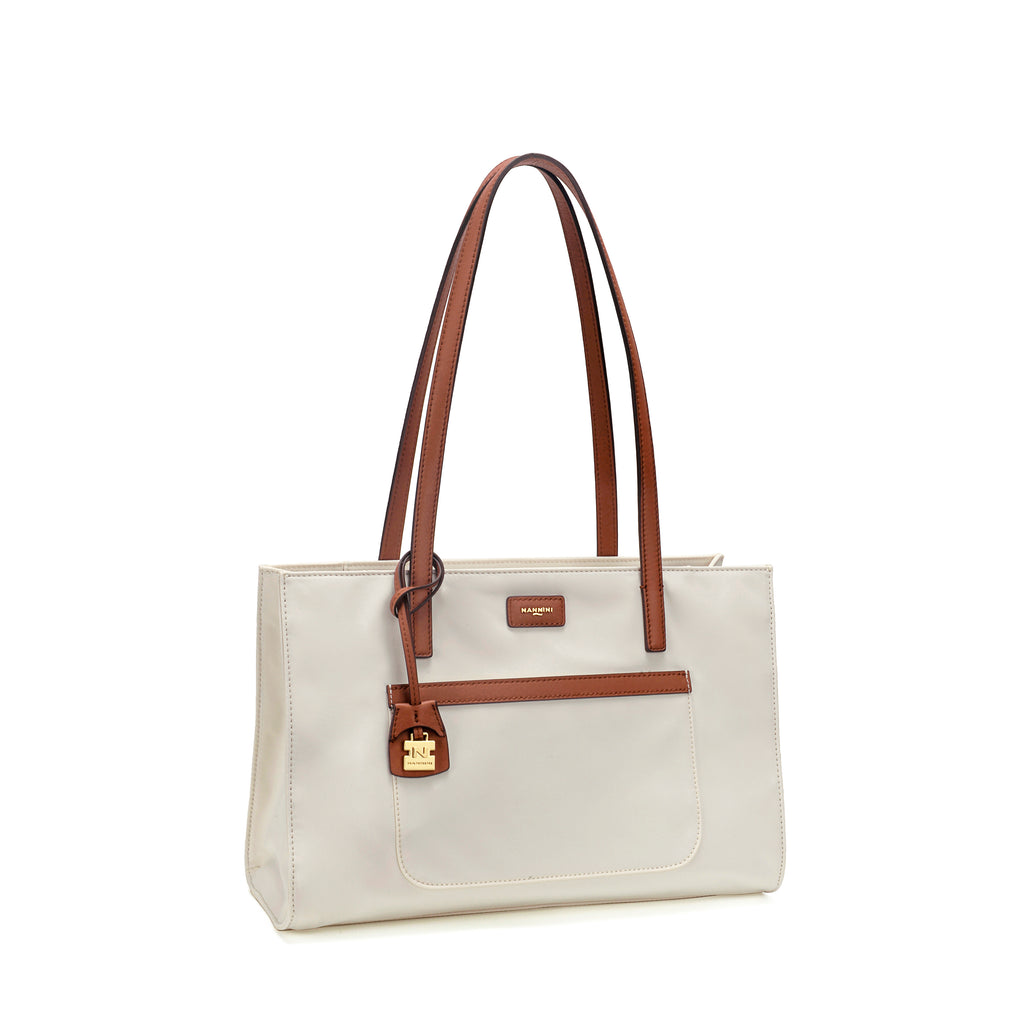 Borsa a spalla in nylon e pelle piccola Carla