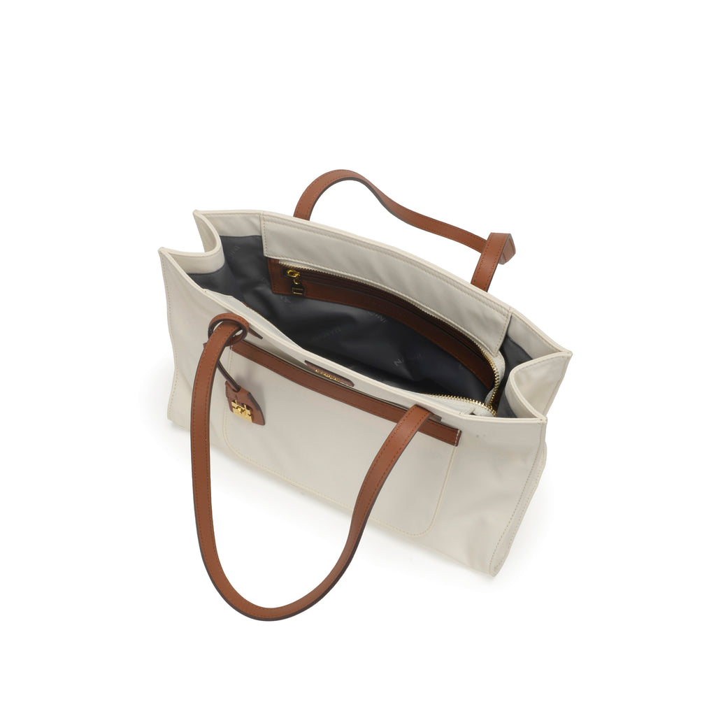 Borsa a spalla in nylon e pelle piccola Carla