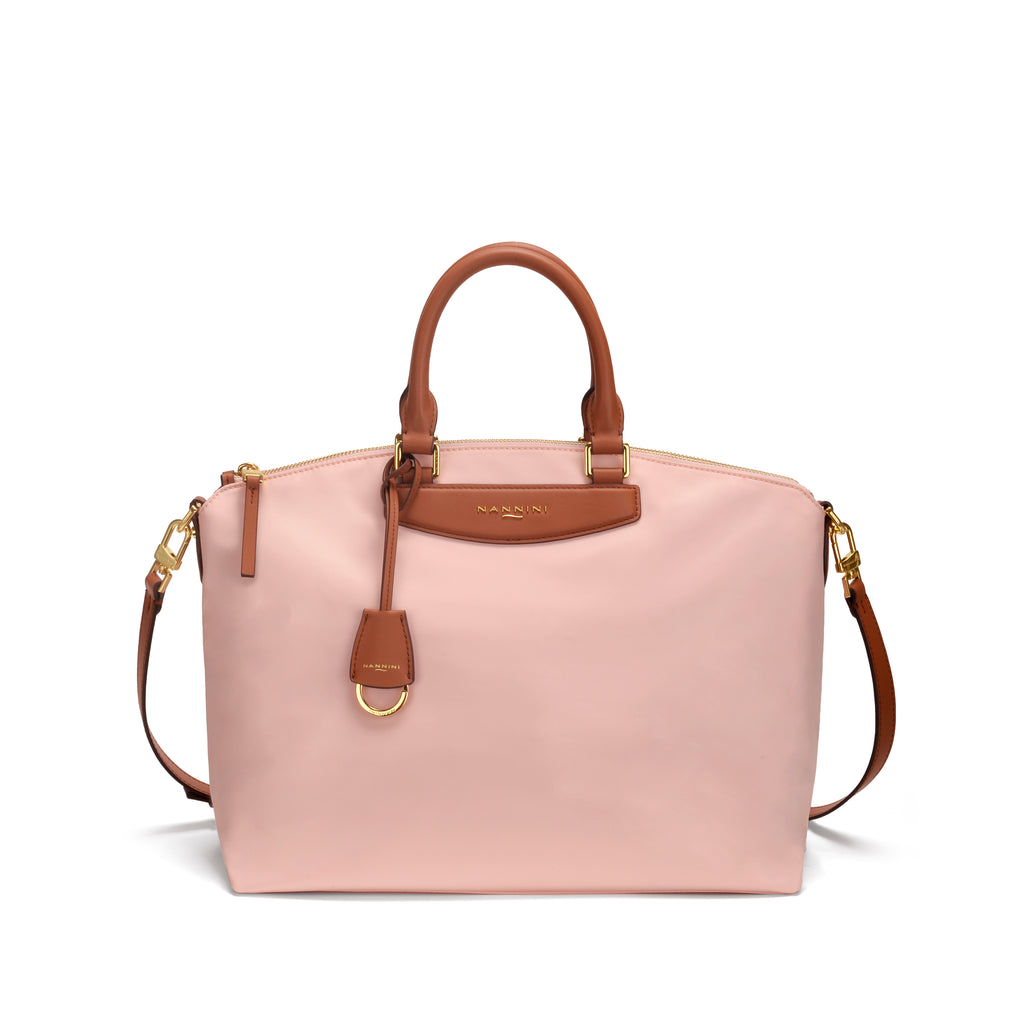 Borsa a mano in nylon e pelle grande Elsa