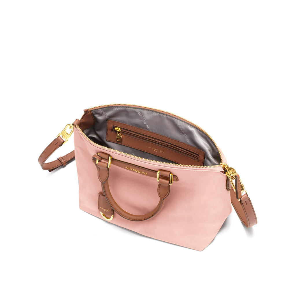 Borsa a mano in nylon e pelle piccola Elsa