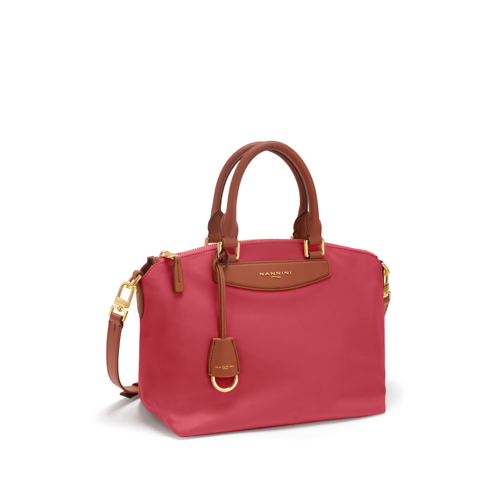 Borsa a mano in nylon e pelle piccola Elsa