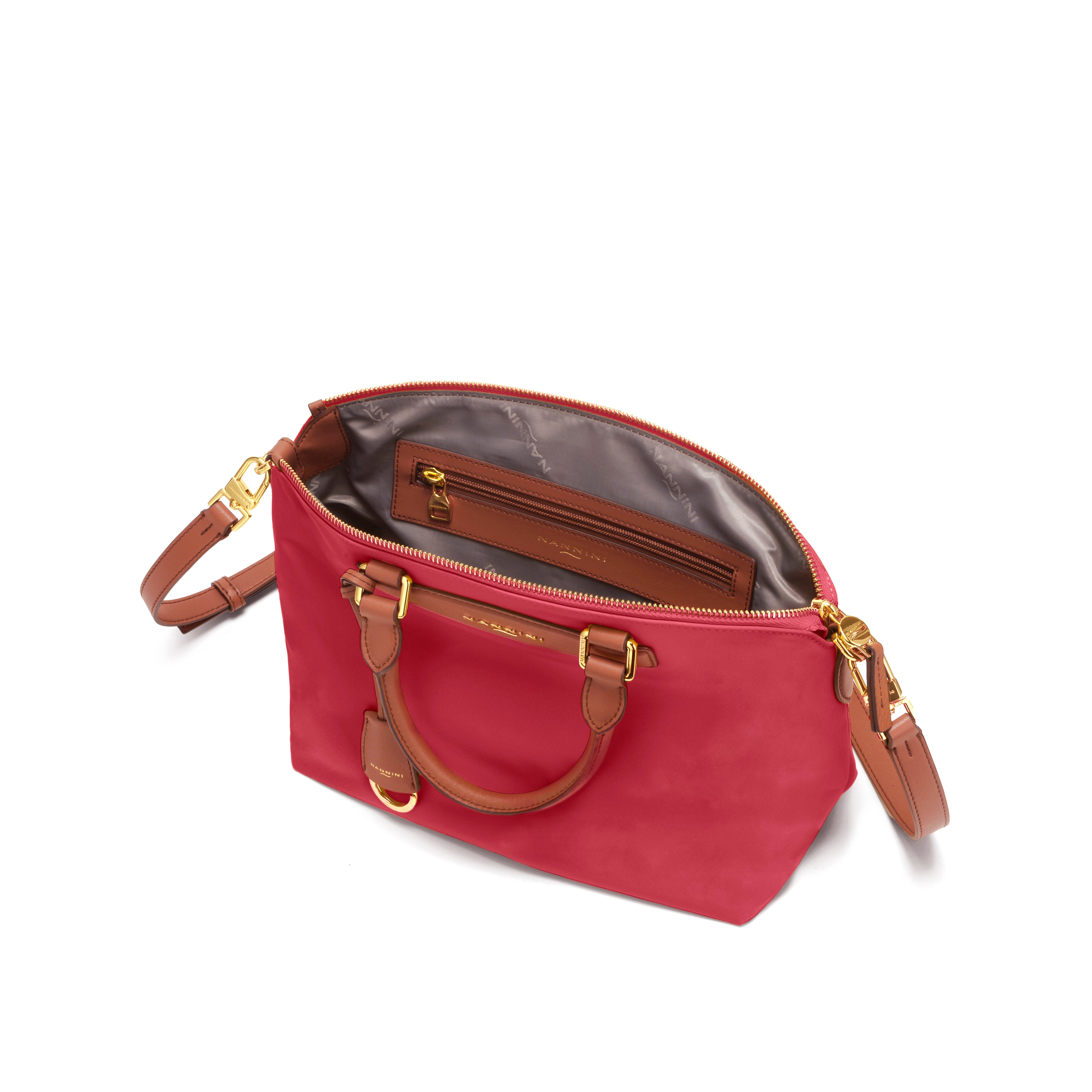 Borsa a mano in nylon e pelle piccola Elsa