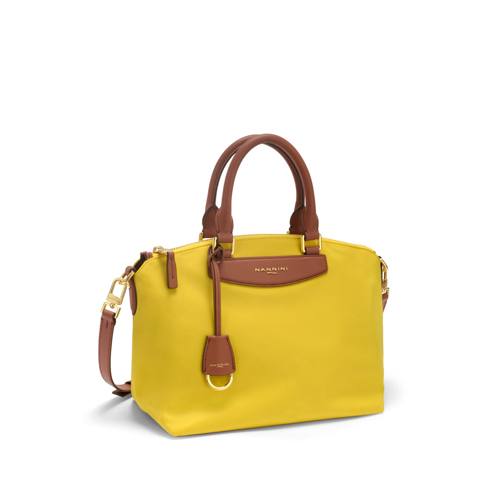 Borsa a mano in nylon e pelle piccola Elsa