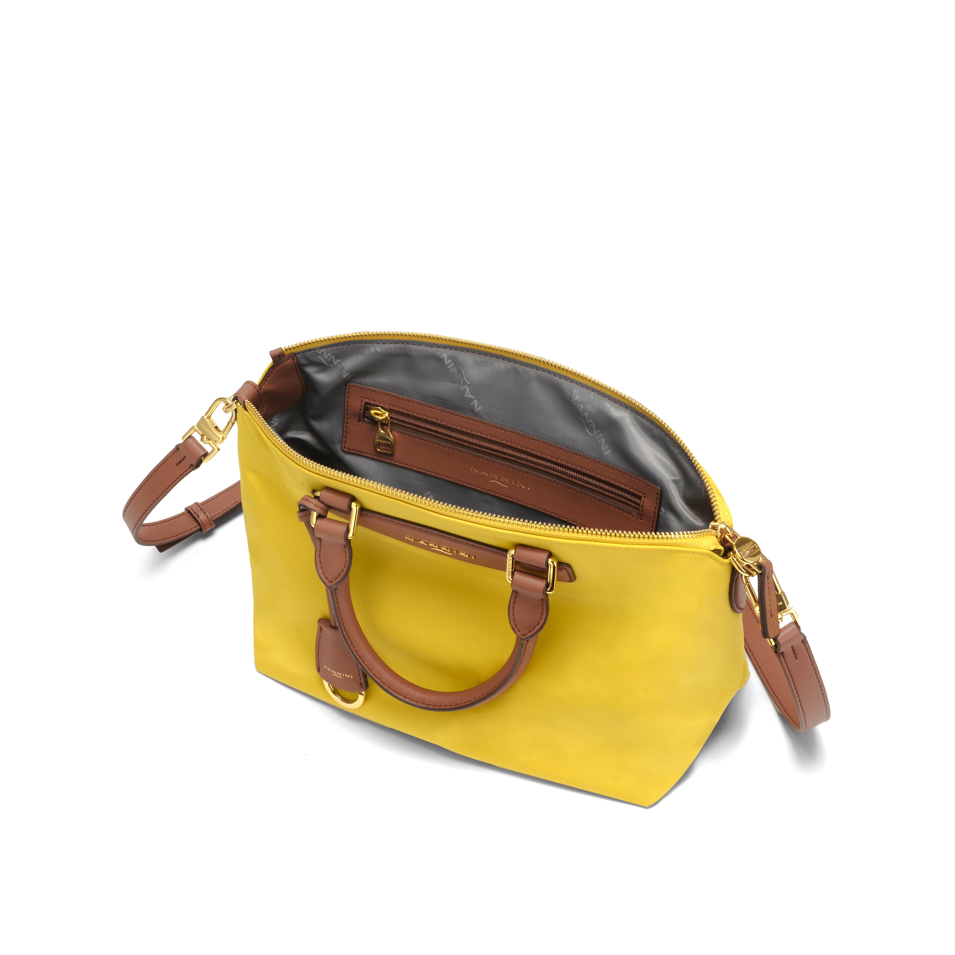 Borsa a mano in nylon e pelle piccola Elsa