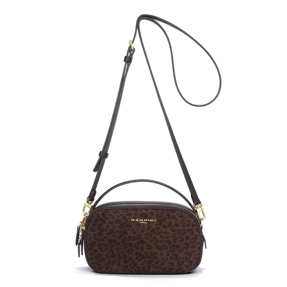 Mini bag in camoscio leopardato e pelle Siria-L