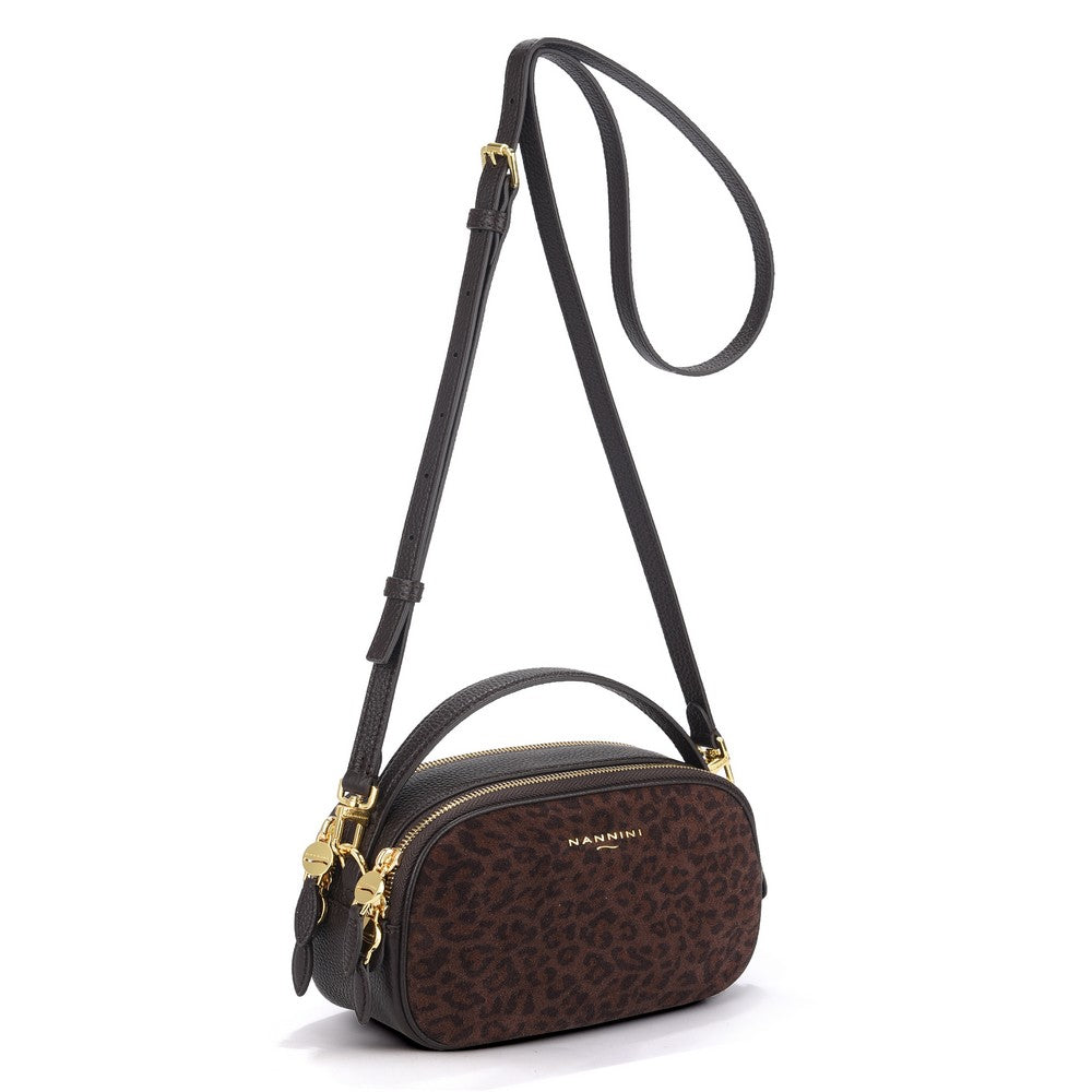 Mini bag in camoscio leopardato e pelle Siria-L