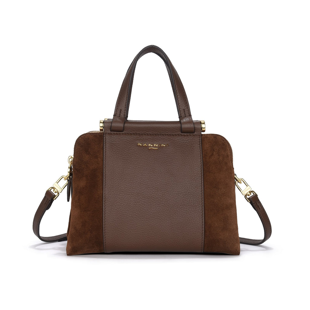 Borsa a mano in camoscio e pelle Febe