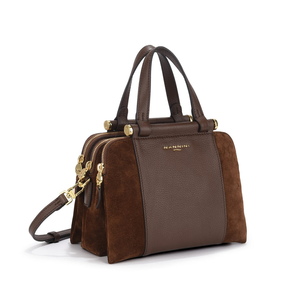 Borsa a mano in camoscio e pelle Febe