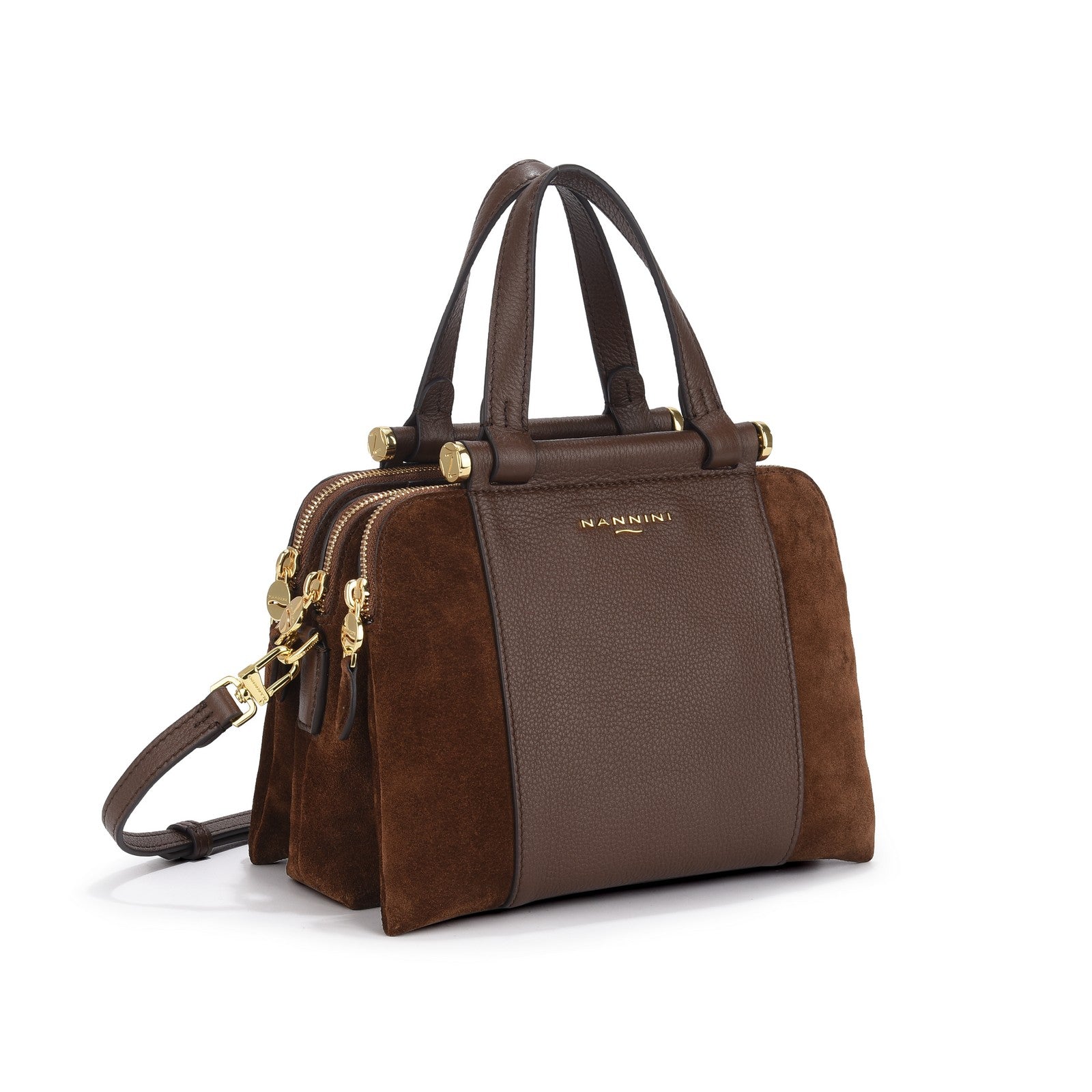 Borsa a mano in camoscio e pelle Febe