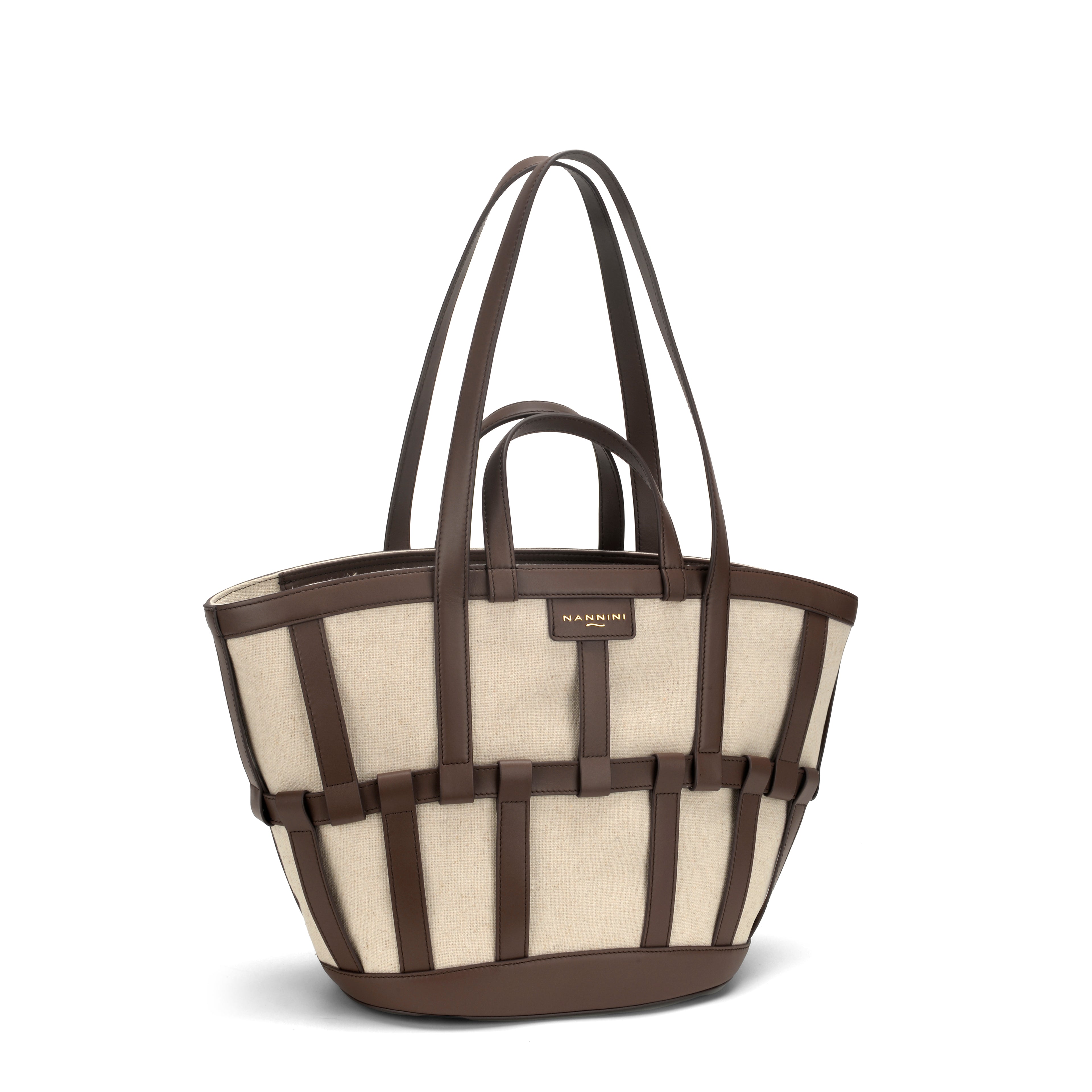 Borsa a mano in pelle e tessuto grande Vesna