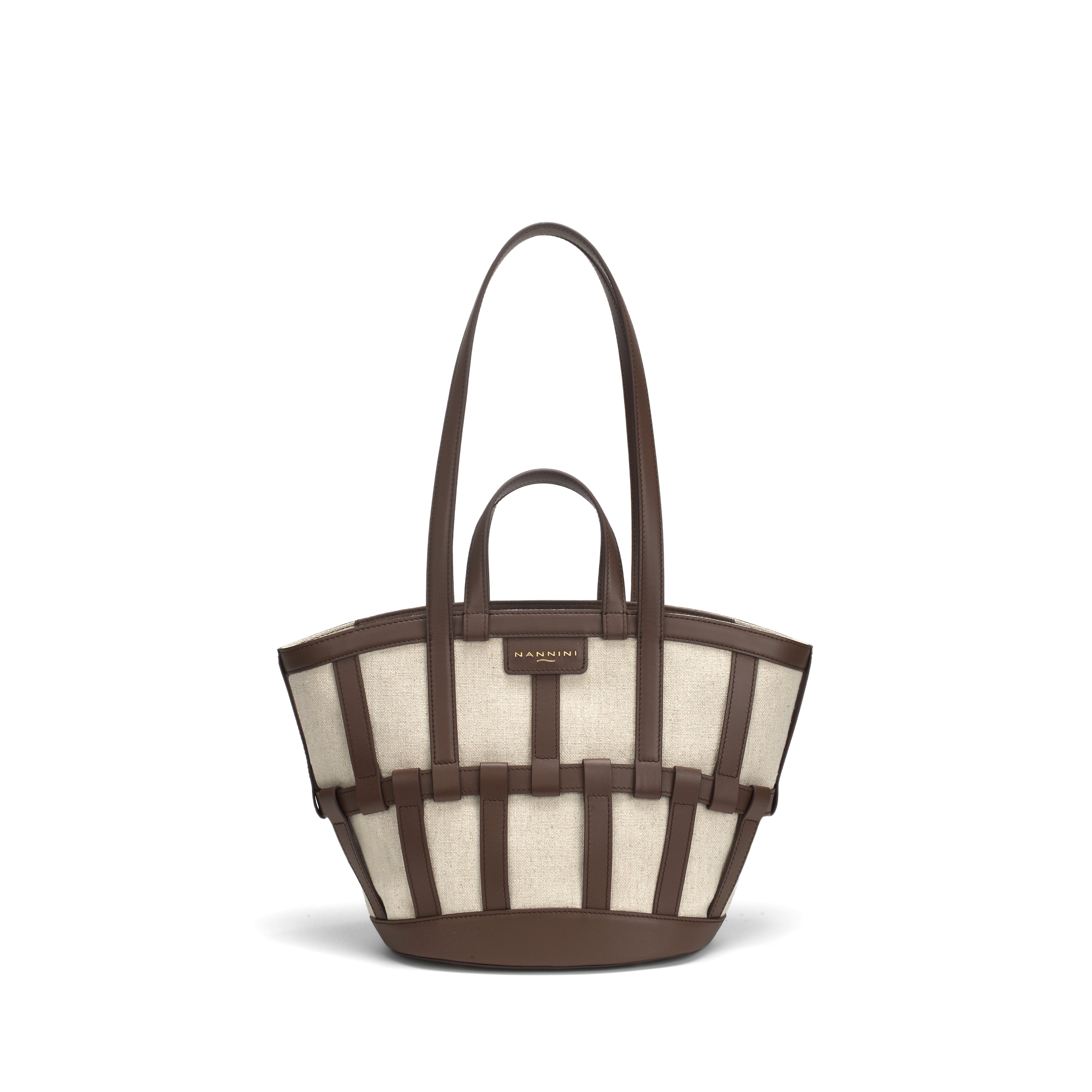 Borsa a mano in pelle e tessuto piccola Vesna