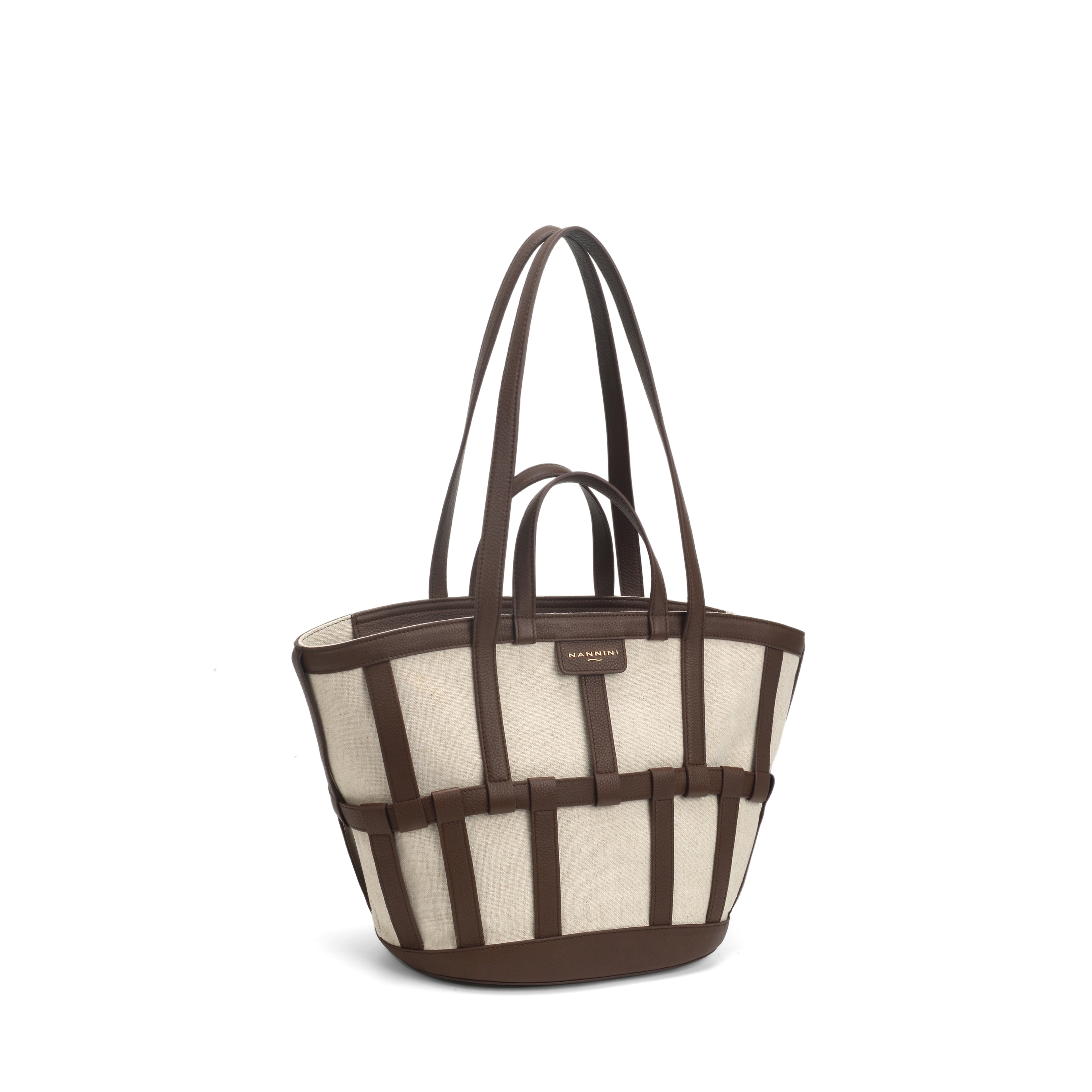 Borsa a mano in pelle e tessuto piccola Vesna