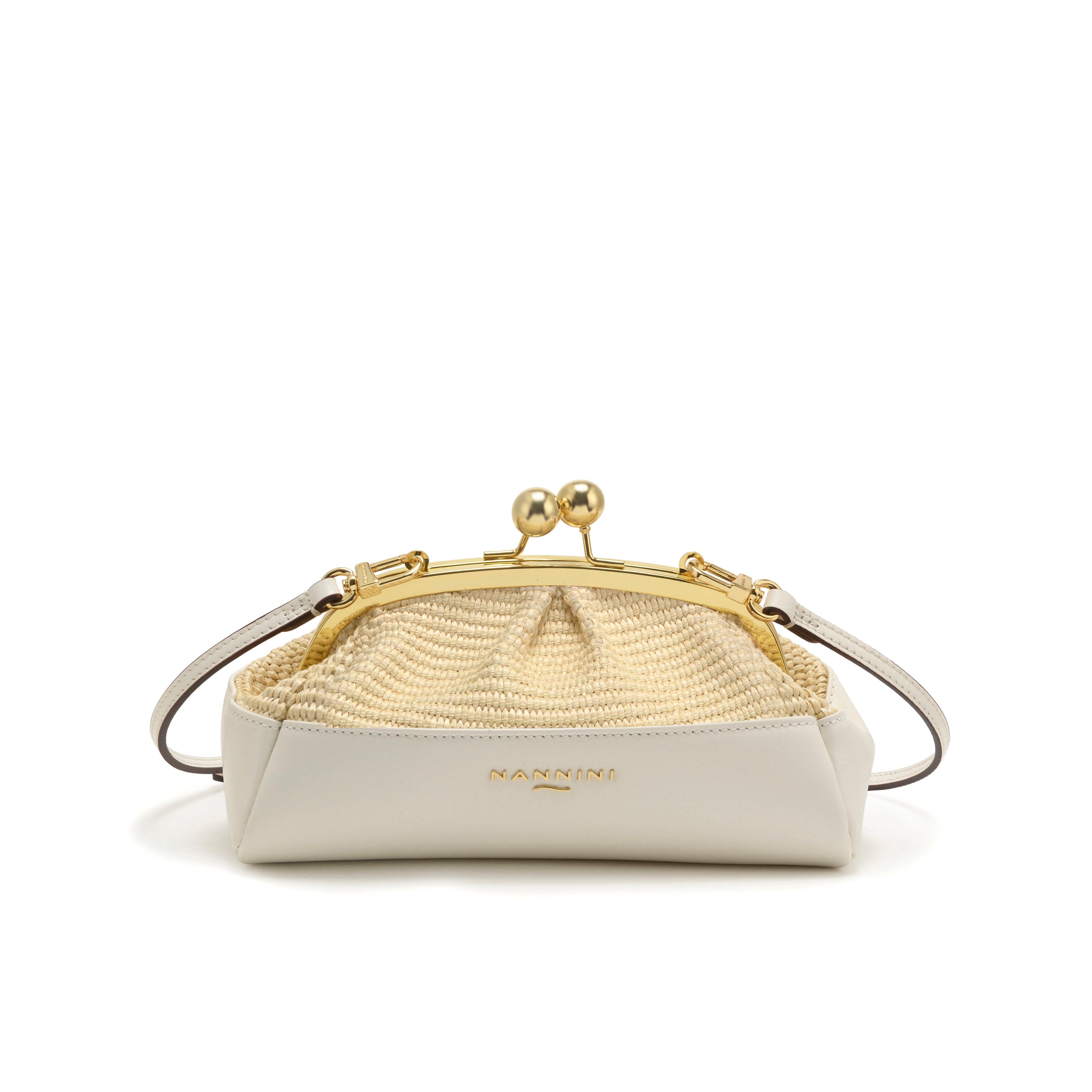 Clutch in rafia e pelle piccola Junia-G