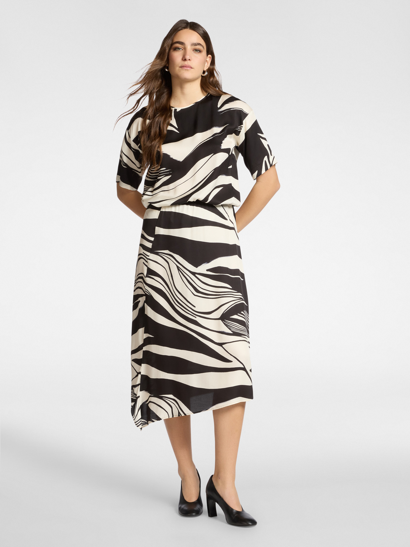 Blusa stampata in twill di viscosa