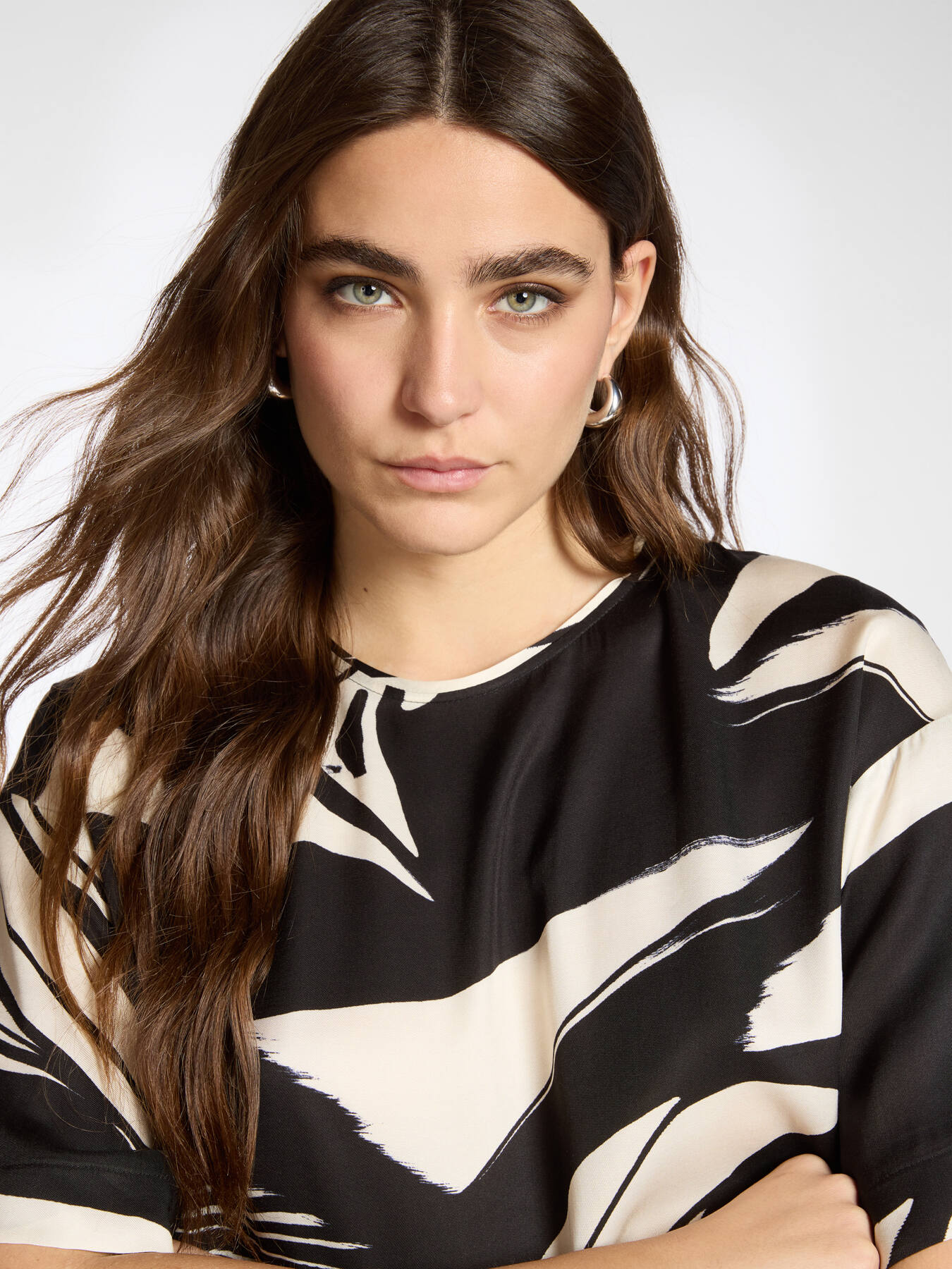Blusa stampata in twill di viscosa