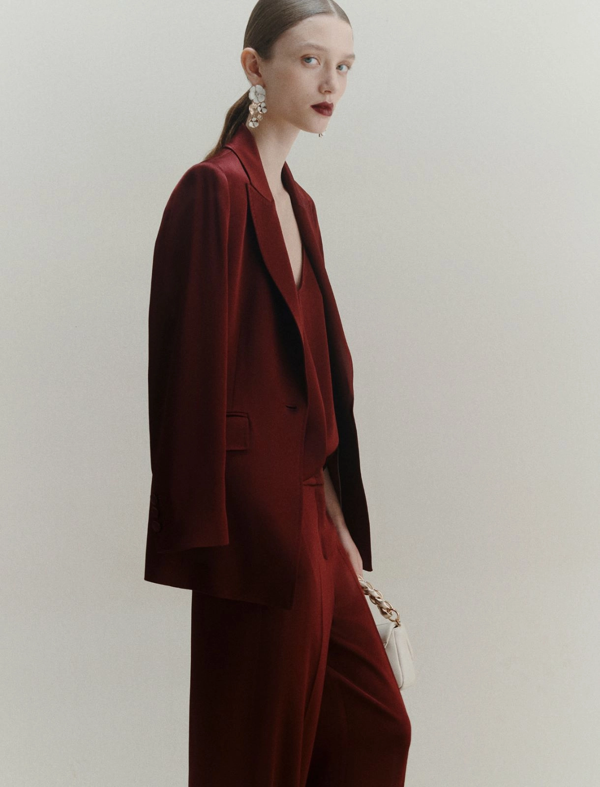 Giacca in satin Cognac