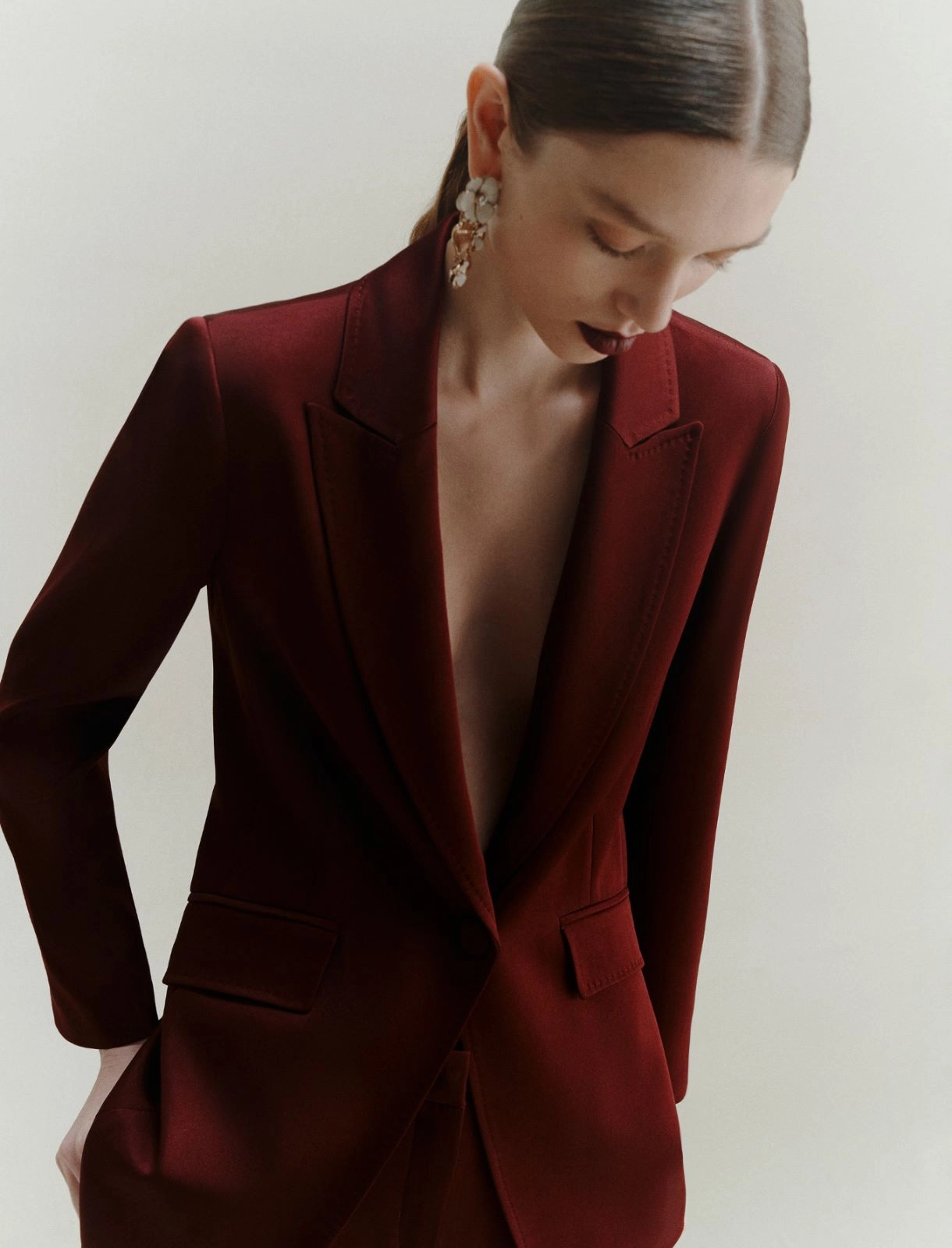 Giacca in satin Cognac