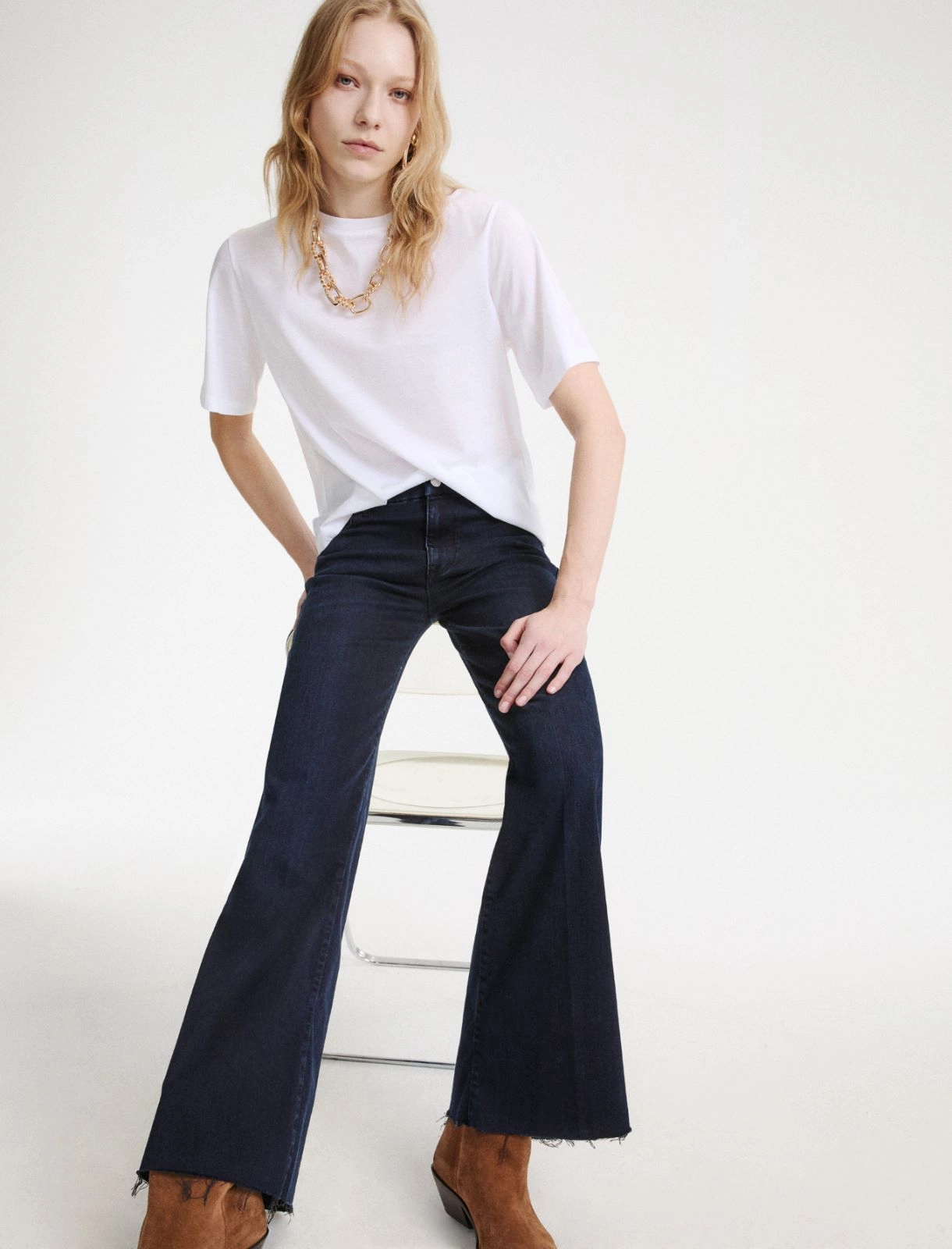 Jeans wide leg cropped in denim stretch Mlswlcrop