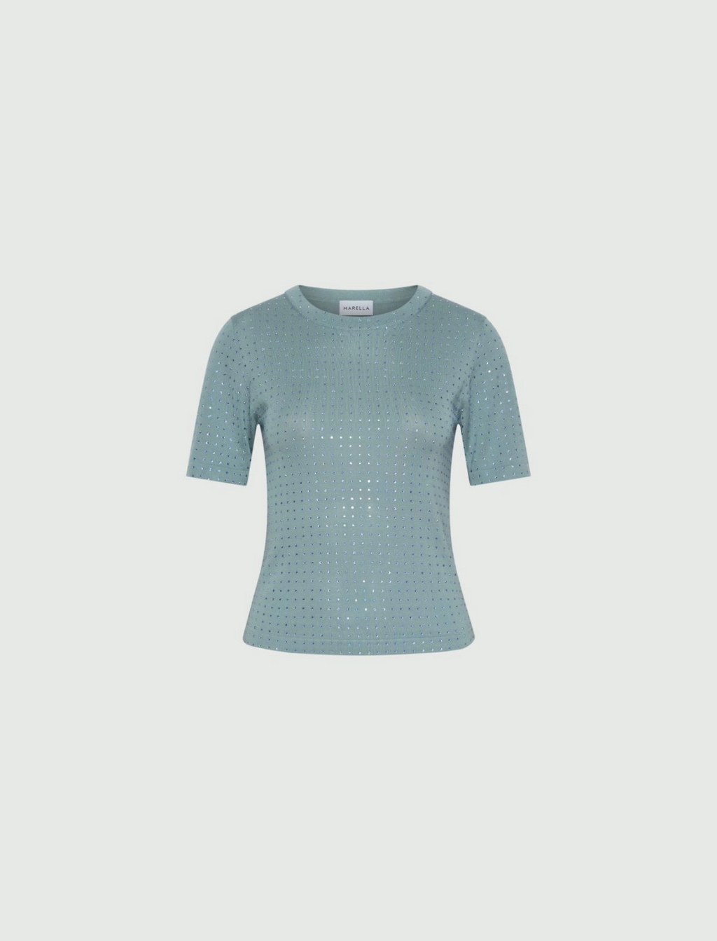 T-shirt in maglia con cristalli Mllpacche
