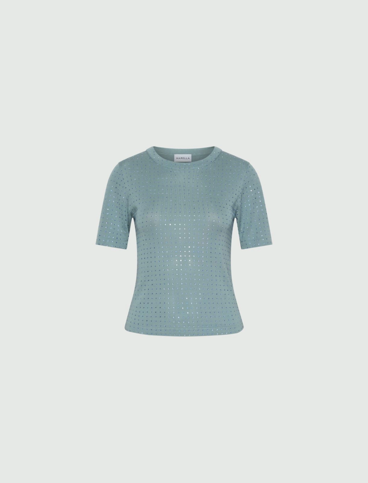T-shirt in maglia con cristalli Mllpacche