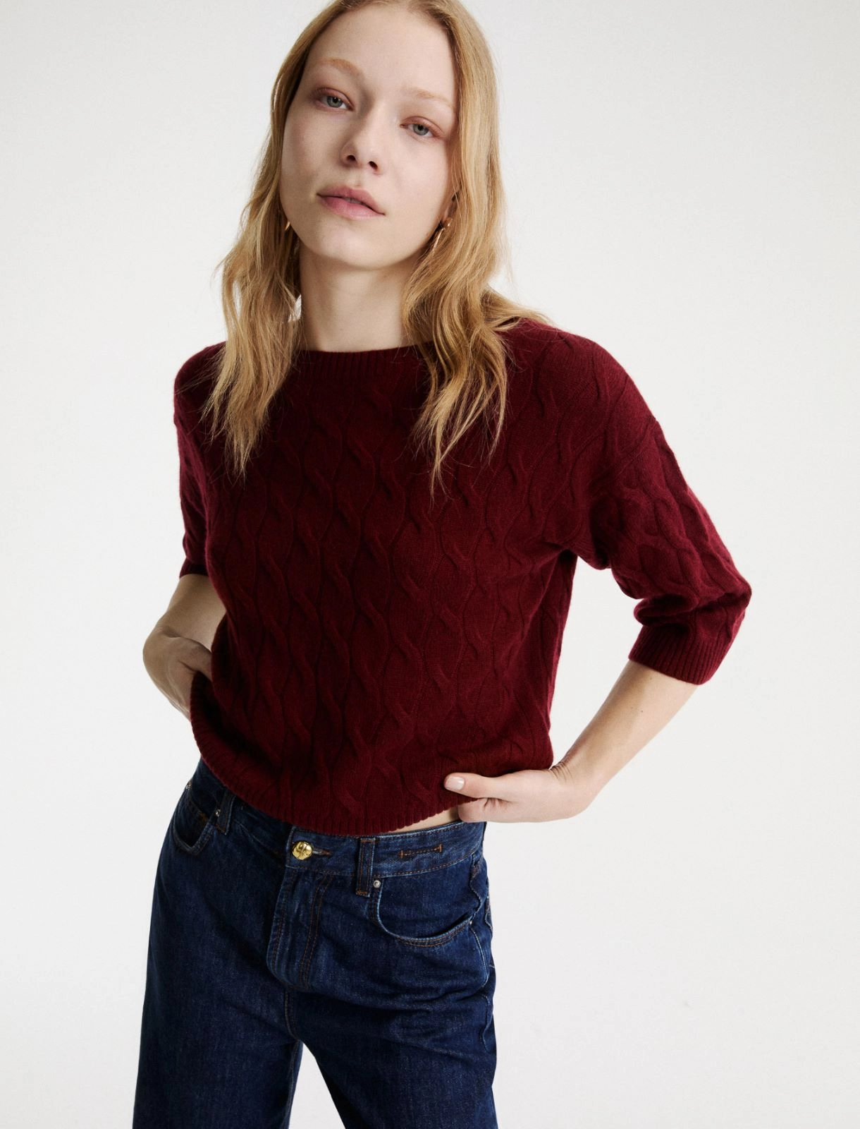 Maglia a trecce in cashmere e lana Mlsradura