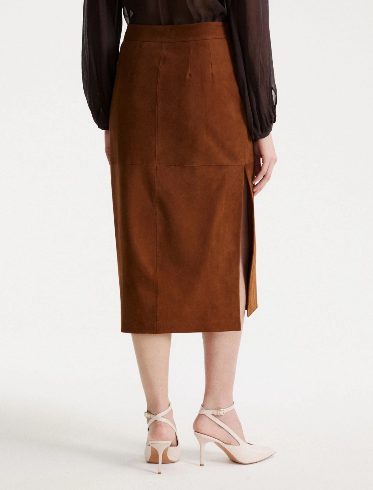 Gonna midi in suede dalla linea a tubino Mllmarmo