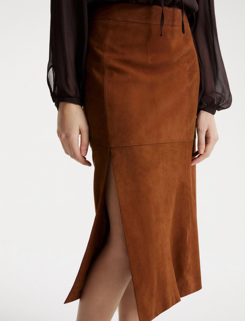 Gonna midi in suede dalla linea a tubino Mllmarmo
