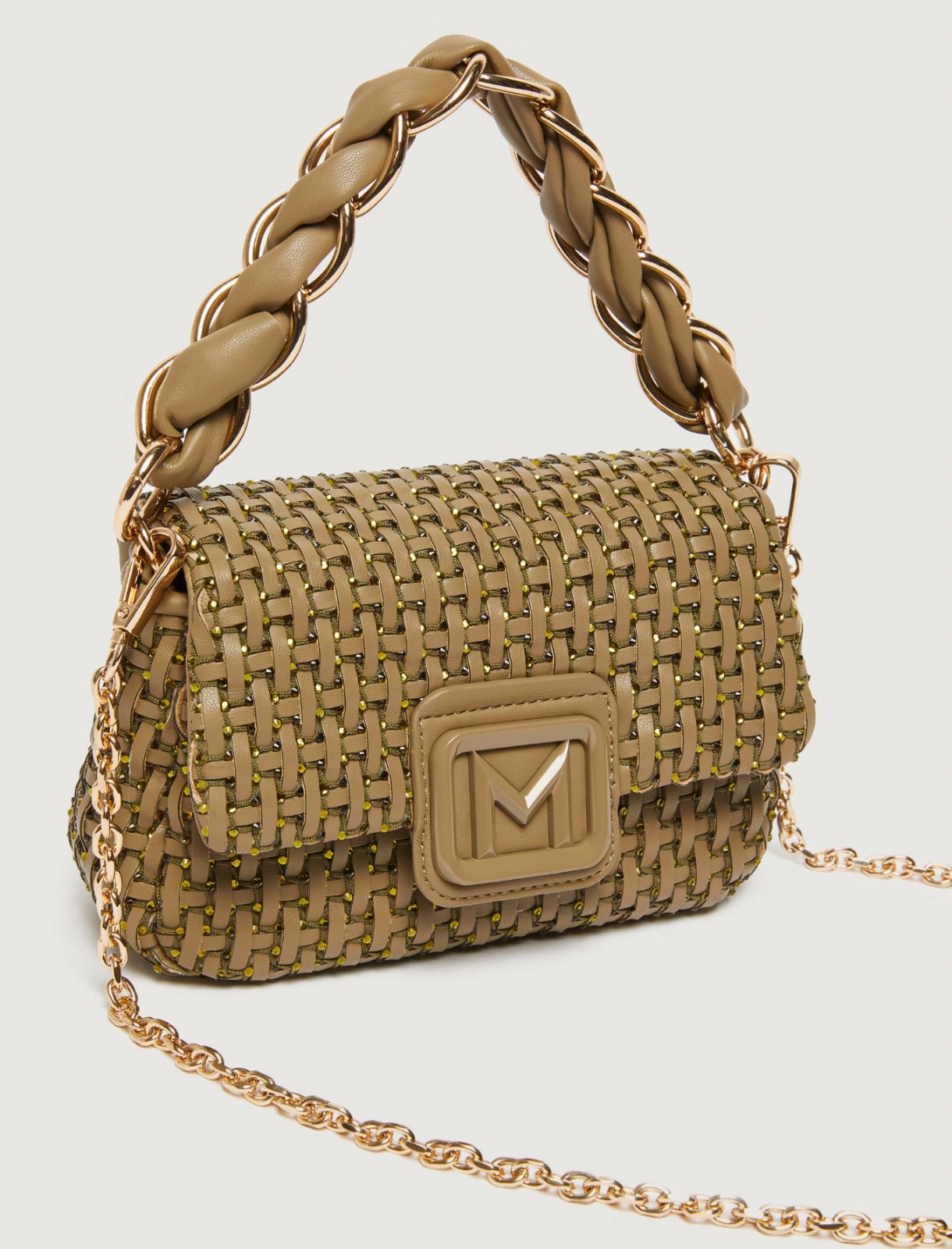 Borsa intrecciata con manico a catena Lontra1