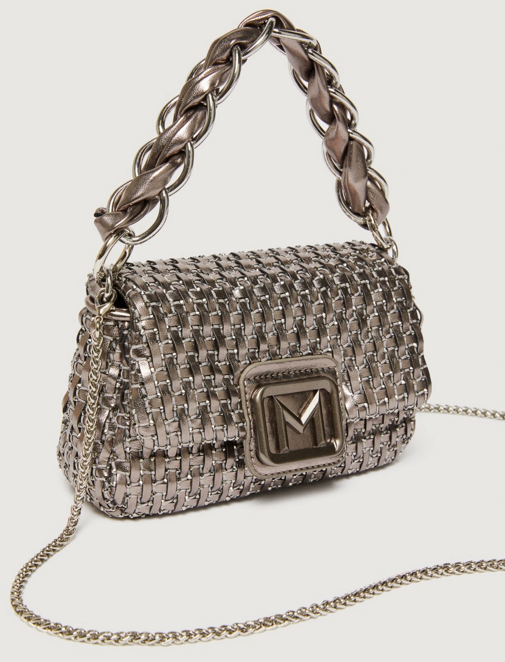 Borsa intrecciata con manico a catena Lontra1