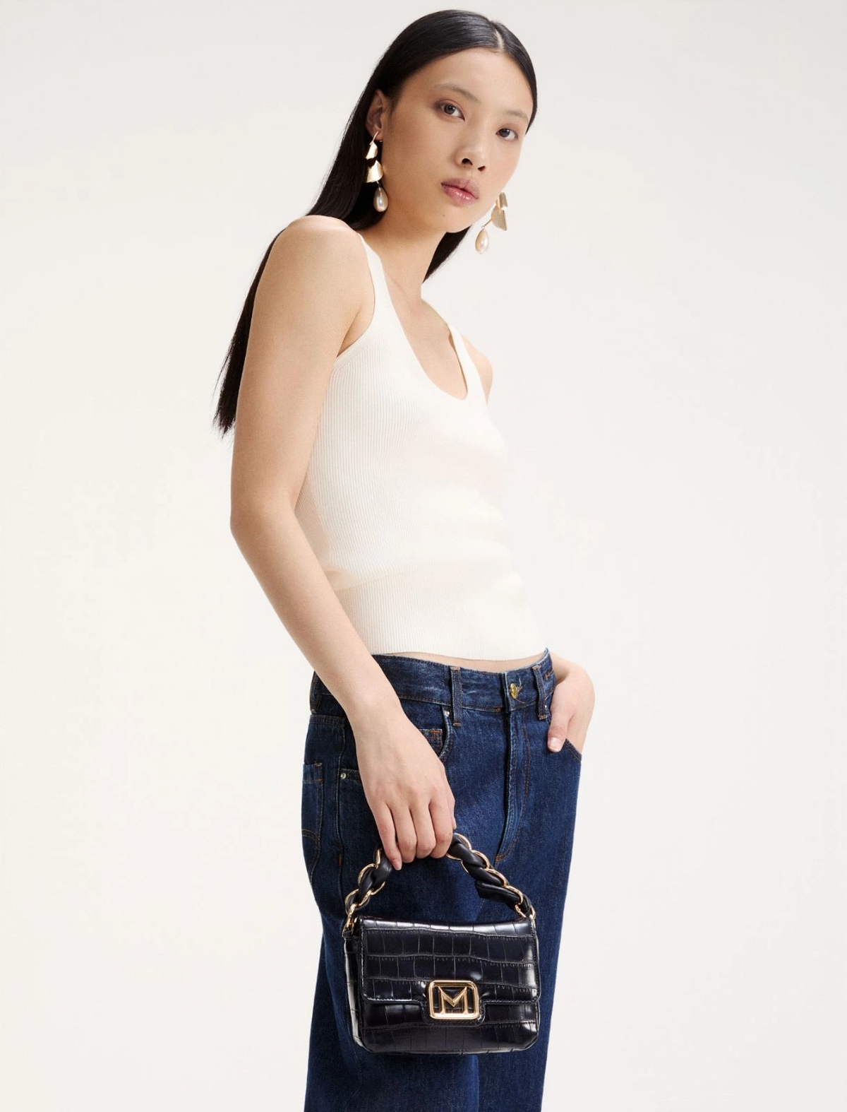 Borsa Le Muse small con stampa coccodrillo Mlalontra2