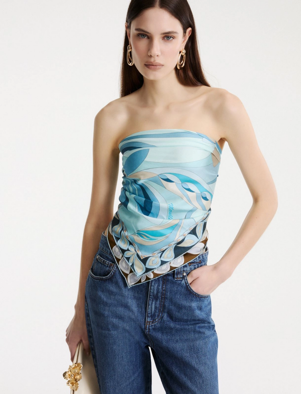Foulard in seta con stampa fantasia Mlatempo