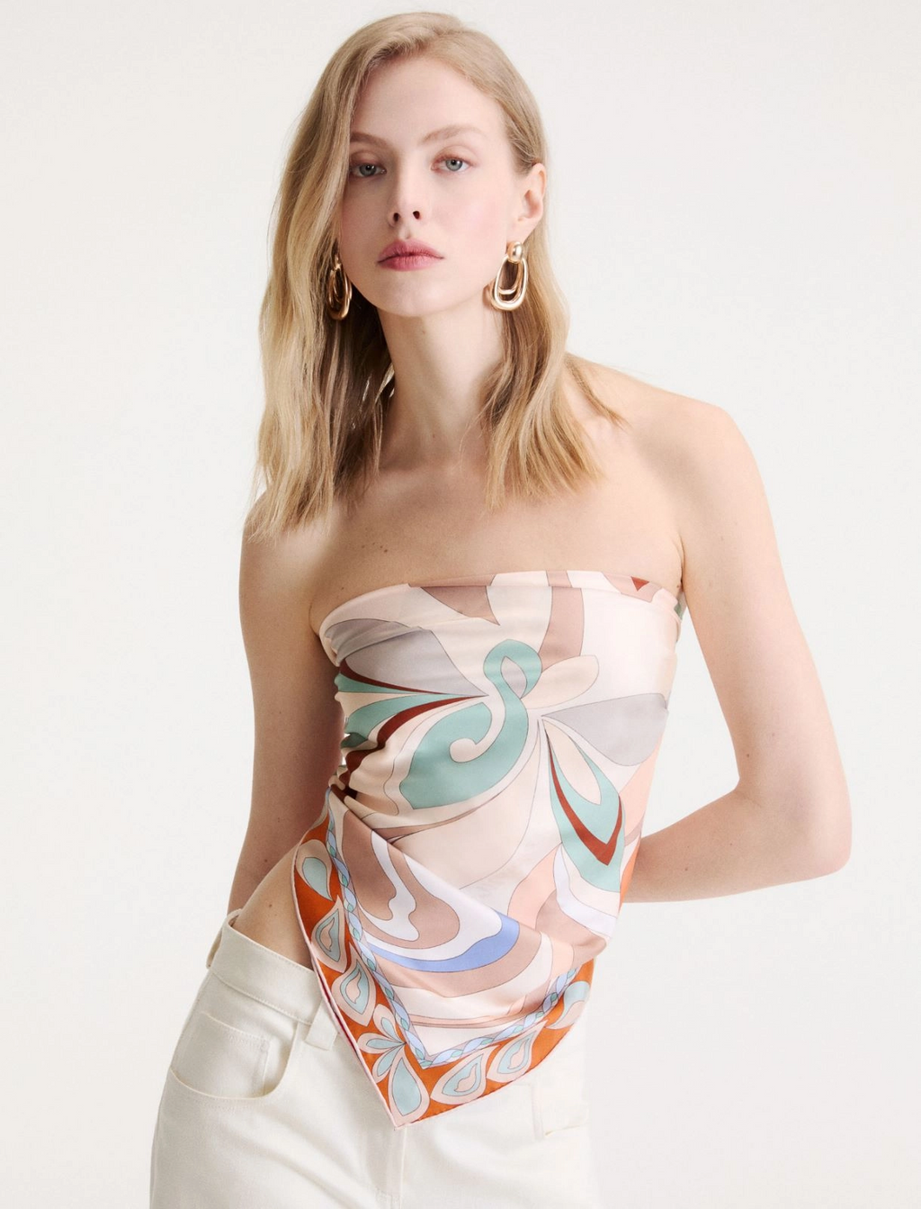 Foulard in seta con stampa fantasia Mlatempo