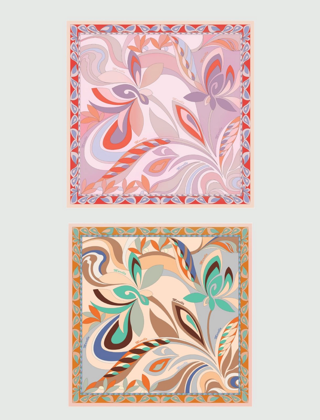 Foulard in seta con stampa fantasia Mlatempo