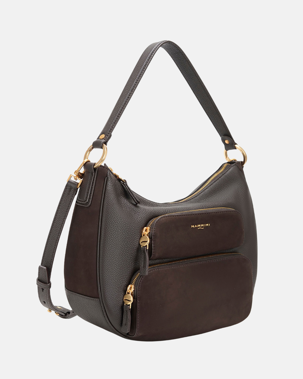 Borsa a spalla in pelle e suede Cynthia