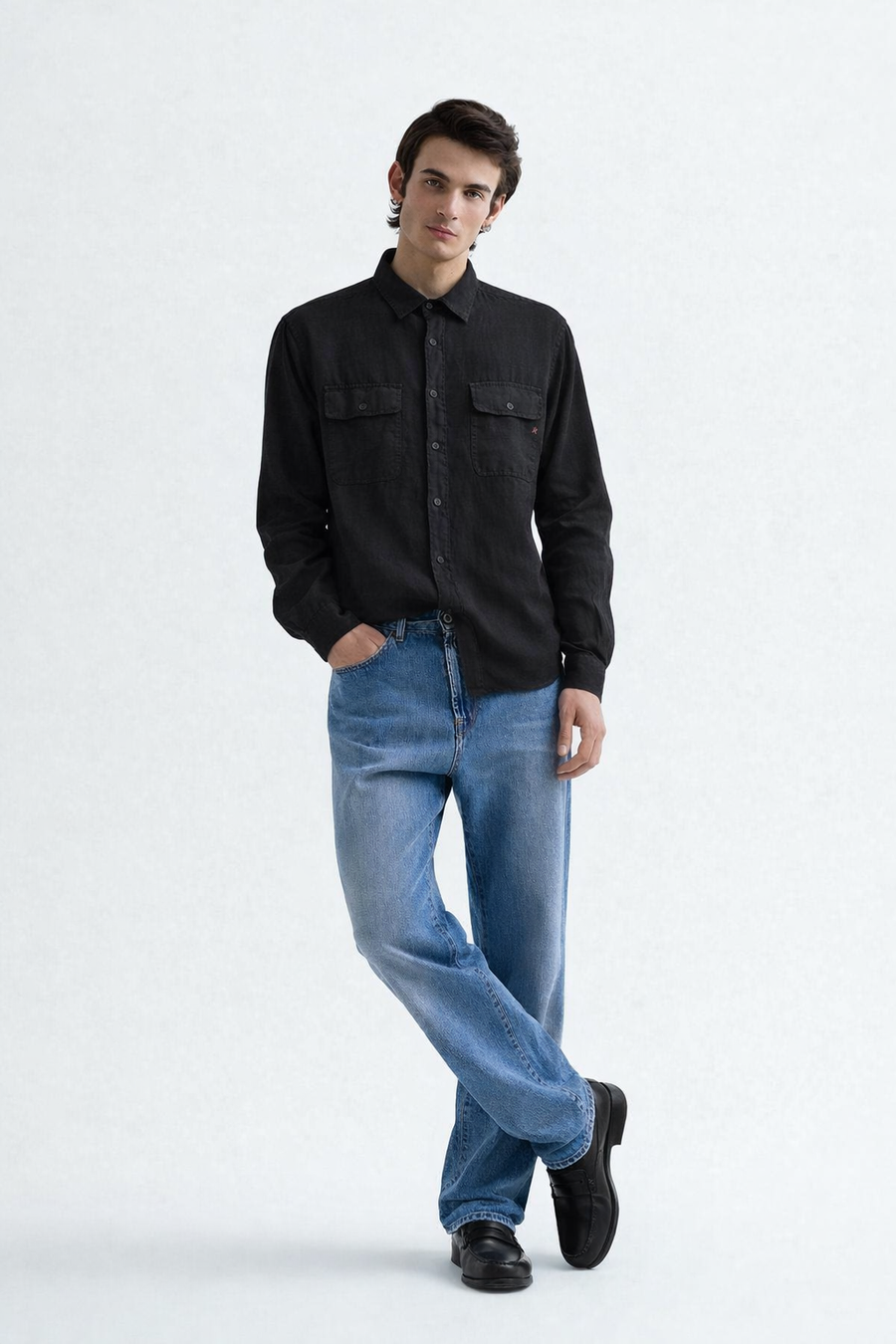 Camicia regular fit in lino
